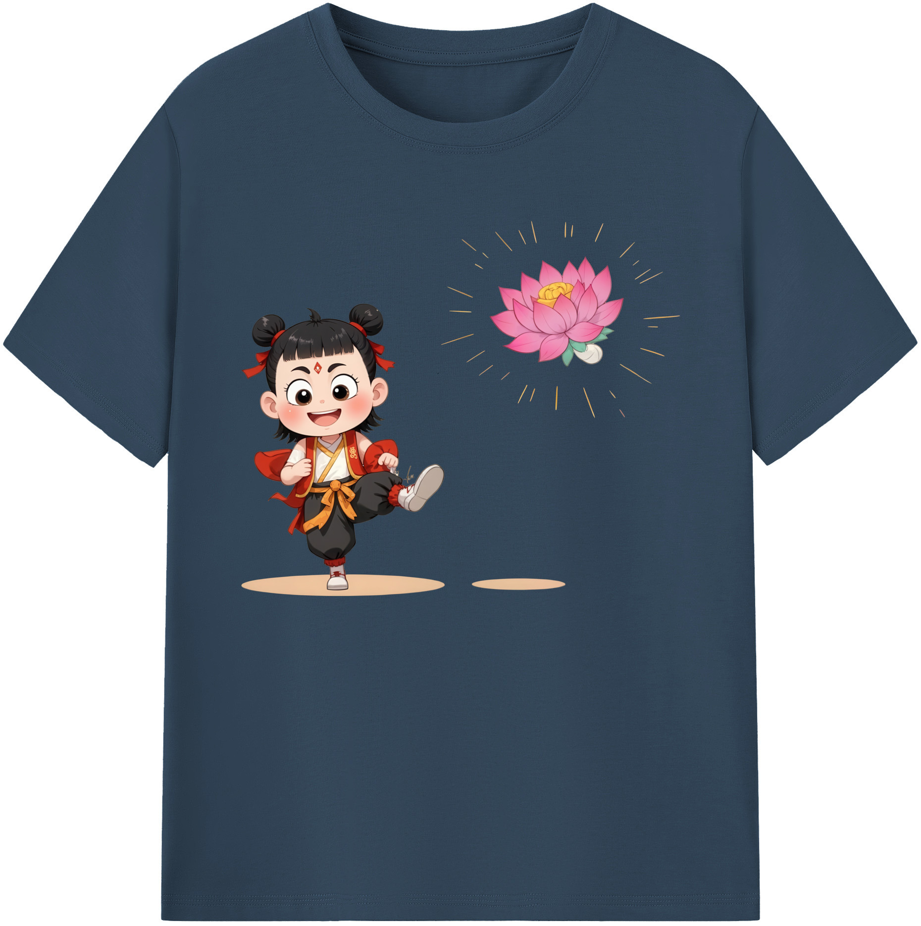 （画像用） Ne Zha 2 ナタ 魔童の大暴れ 綿100％ メンズ半袖Tシャツ｜肌触りやわらか＆通気性