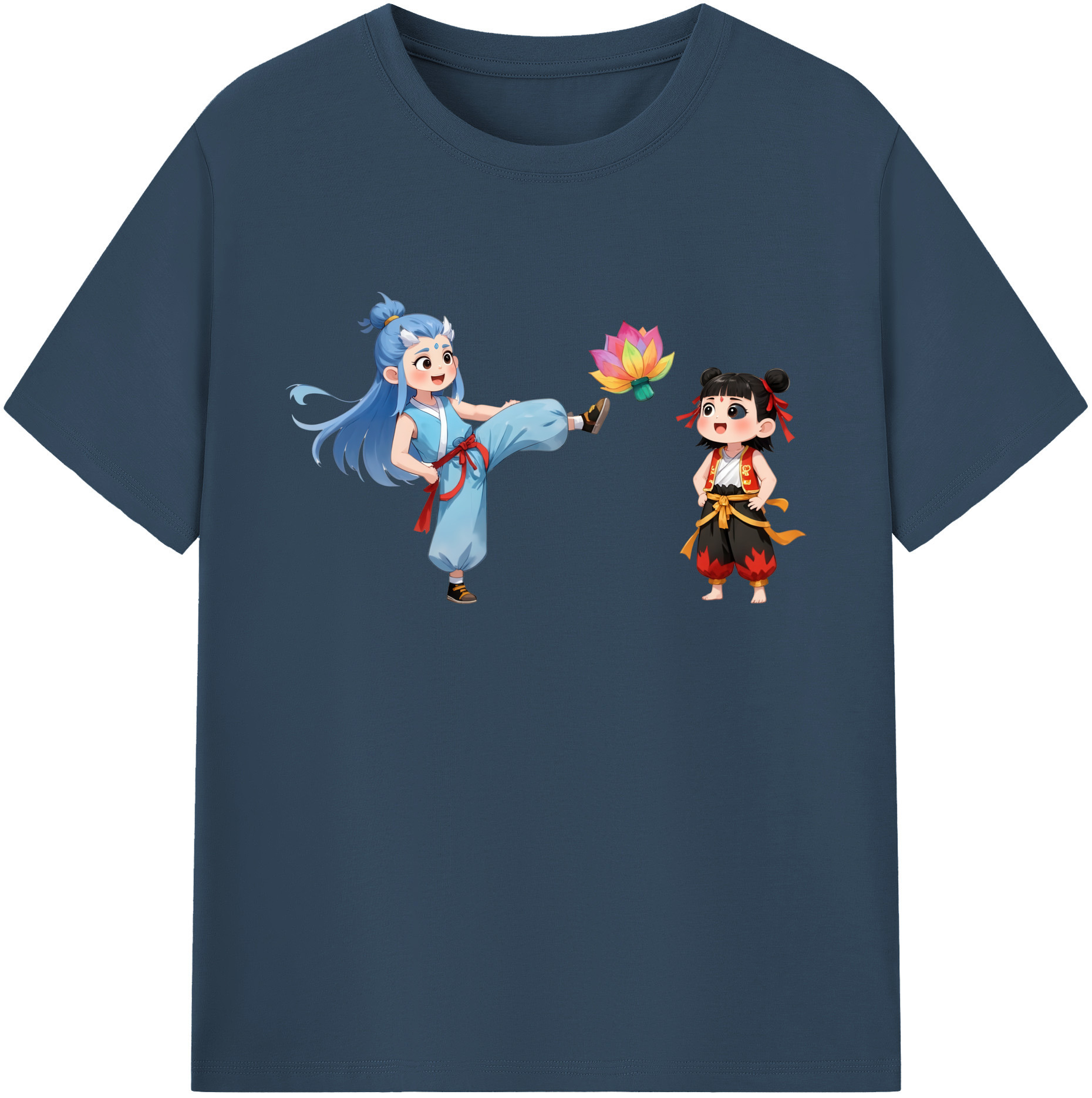 （画像用） Ne Zha 2 ナタ 魔童の大暴れ 綿100％ メンズ半袖Tシャツ｜肌触りやわらか＆通気性