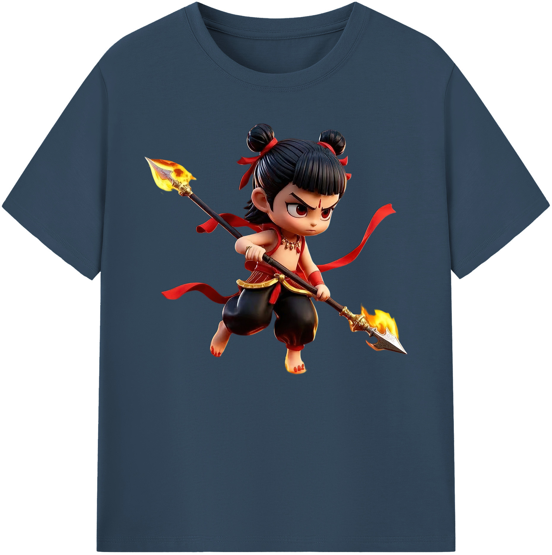 （画像用） Ne Zha 2 ナタ 魔童の大暴れ 綿100％ メンズ半袖Tシャツ｜肌触りやわらか＆通気性