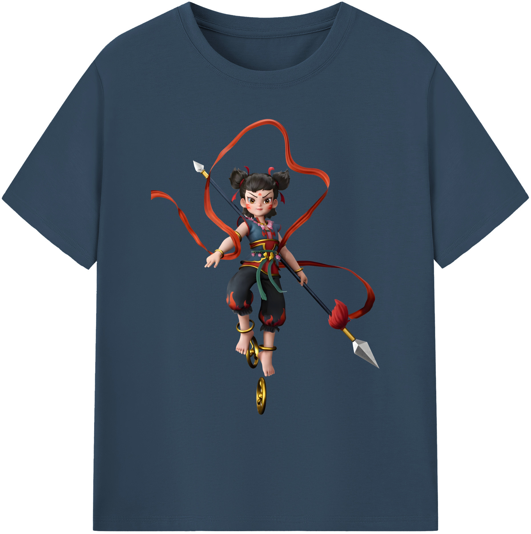 （画像用） Ne Zha 2 ナタ 魔童の大暴れ 綿100％ メンズ半袖Tシャツ｜肌触りやわらか＆通気性