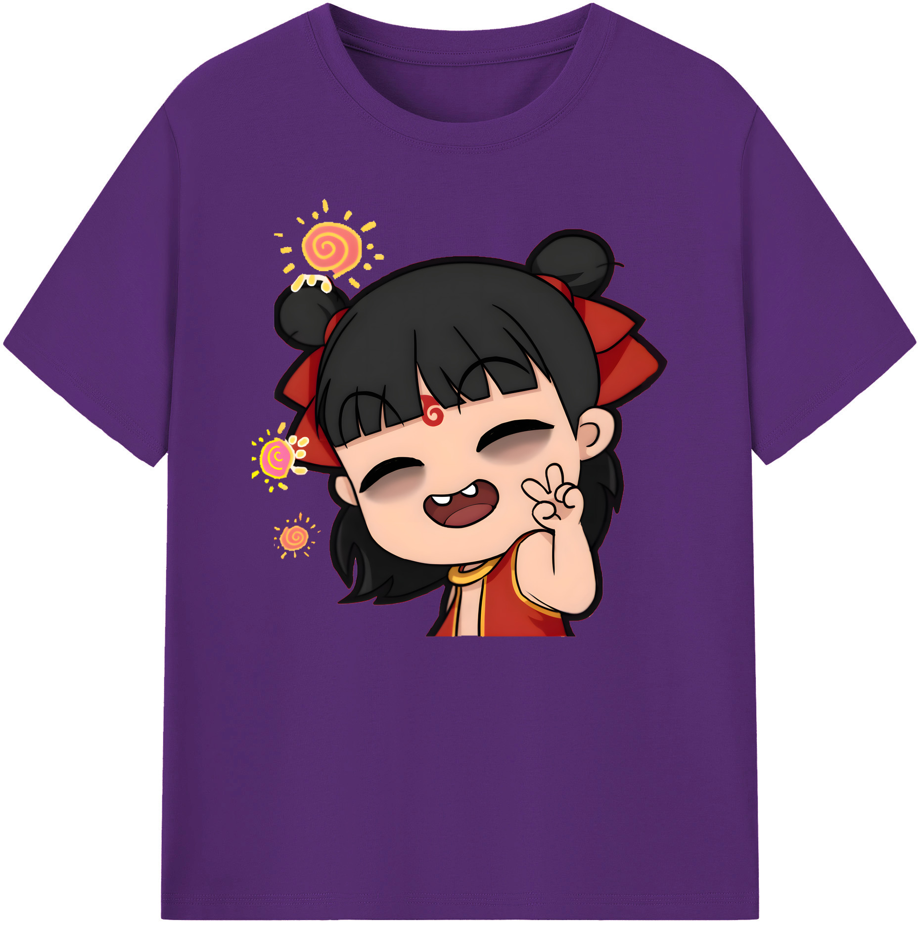 （画像用） Ne Zha 2 ナタ 魔童の大暴れ 綿100％ メンズ半袖Tシャツ｜肌触りやわらか＆通気性