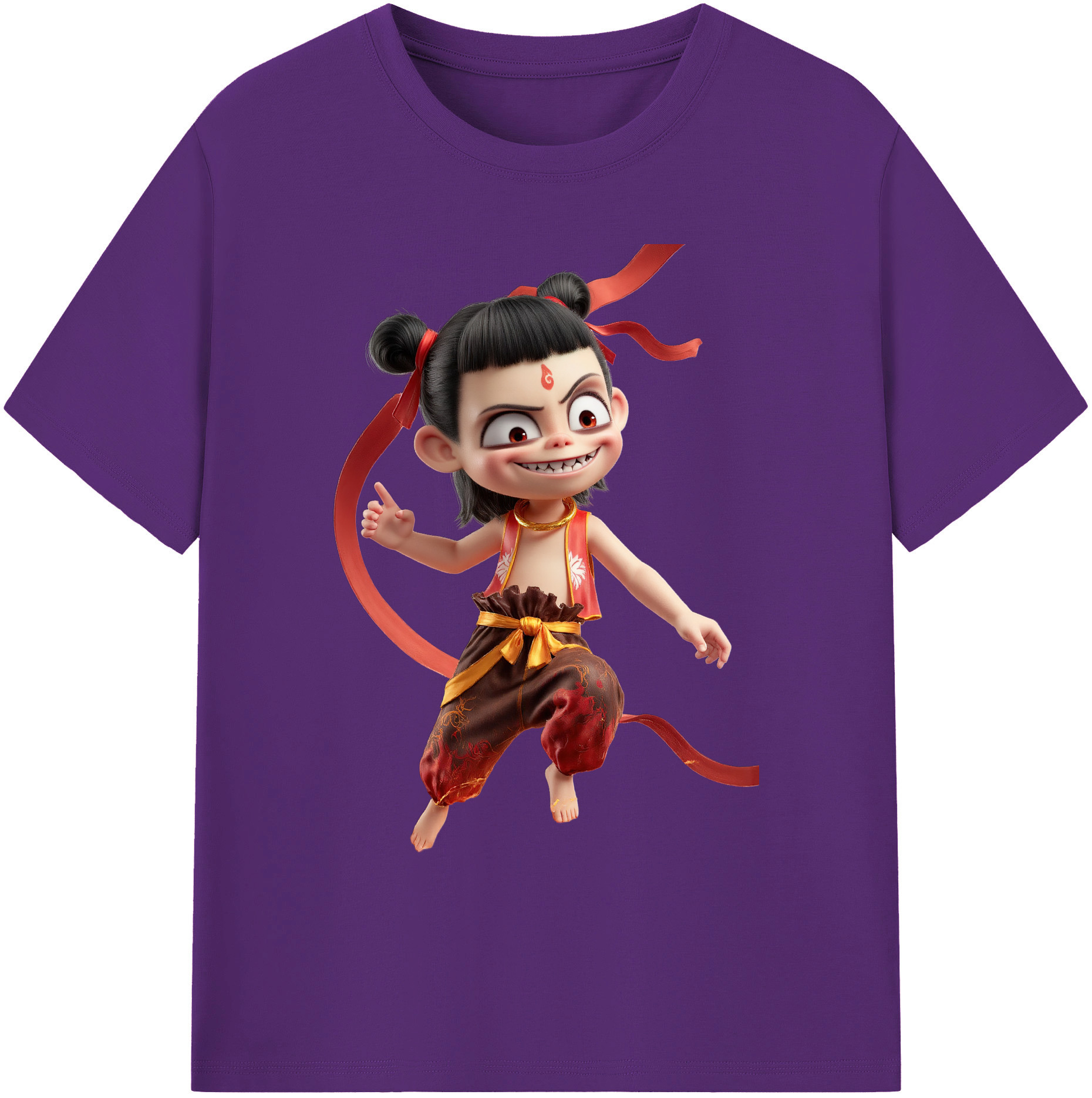 （画像用） Ne Zha 2 ナタ 魔童の大暴れ 綿100％ メンズ半袖Tシャツ｜肌触りやわらか＆通気性