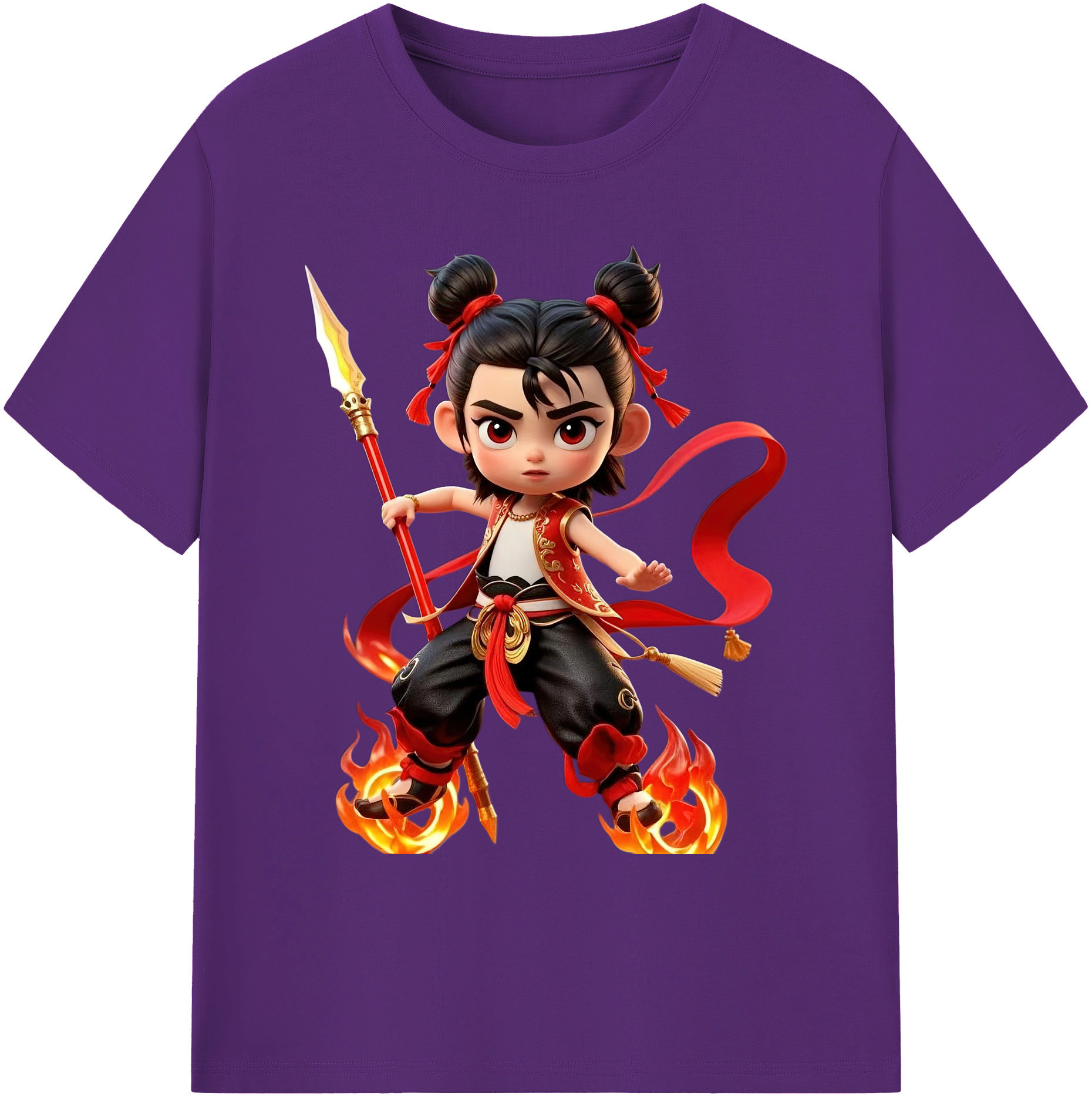 （画像用） Ne Zha 2 ナタ 魔童の大暴れ 綿100％ メンズ半袖Tシャツ｜肌触りやわらか＆通気性