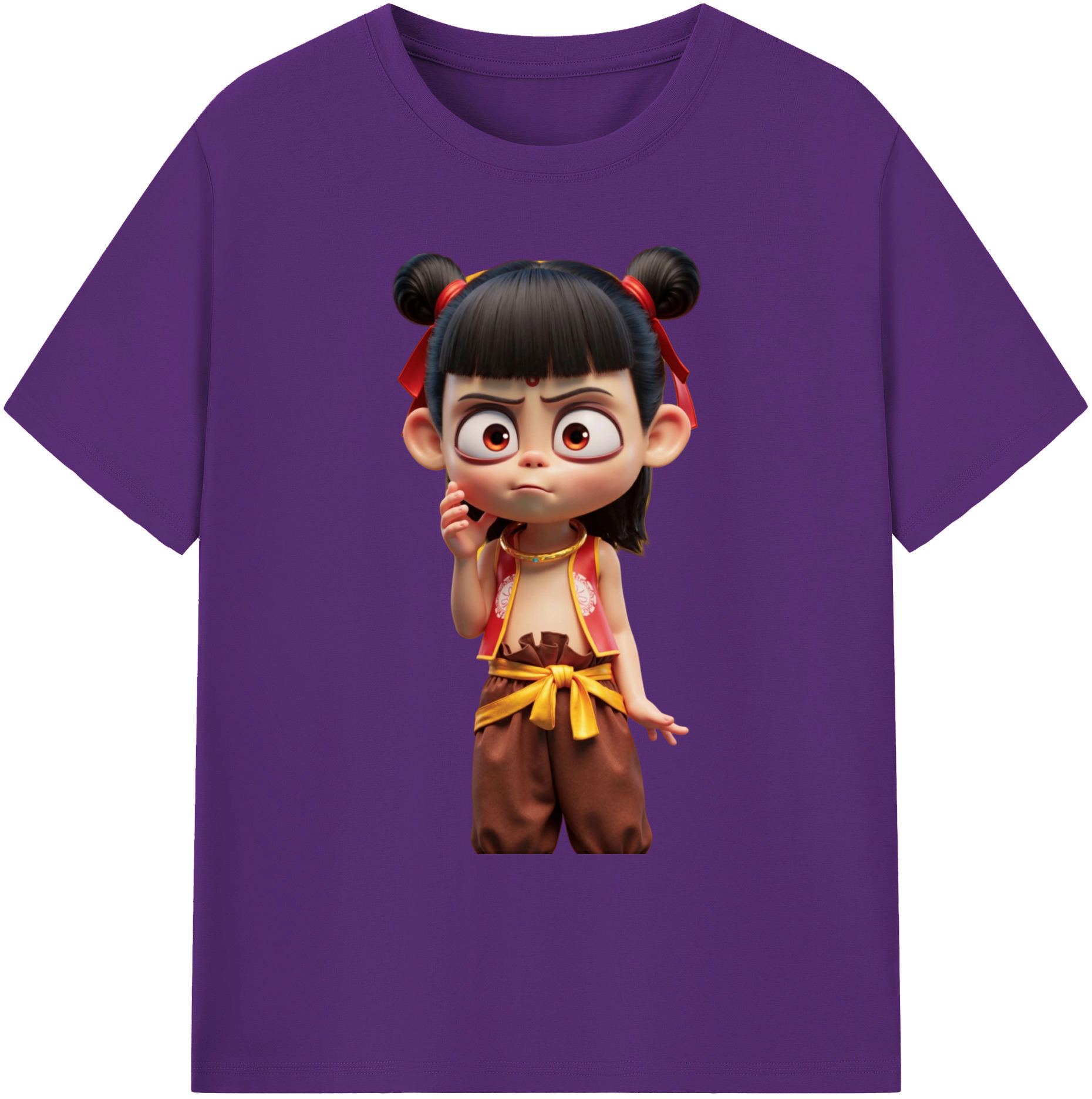 （画像用） Ne Zha 2 ナタ 魔童の大暴れ 綿100％ メンズ半袖Tシャツ｜肌触りやわらか＆通気性