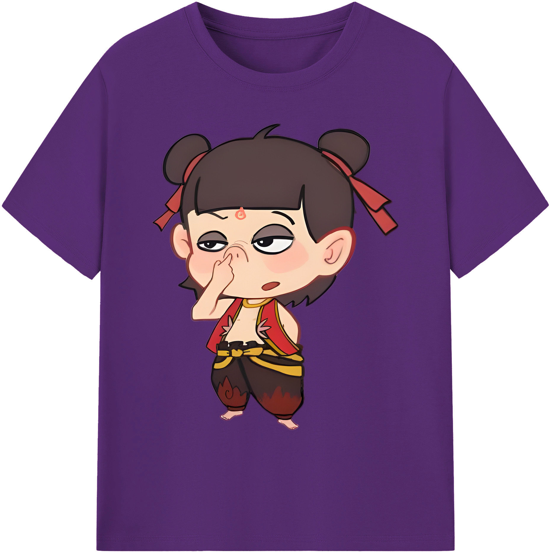（画像用） Ne Zha 2 ナタ 魔童の大暴れ 綿100％ メンズ半袖Tシャツ｜肌触りやわらか＆通気性