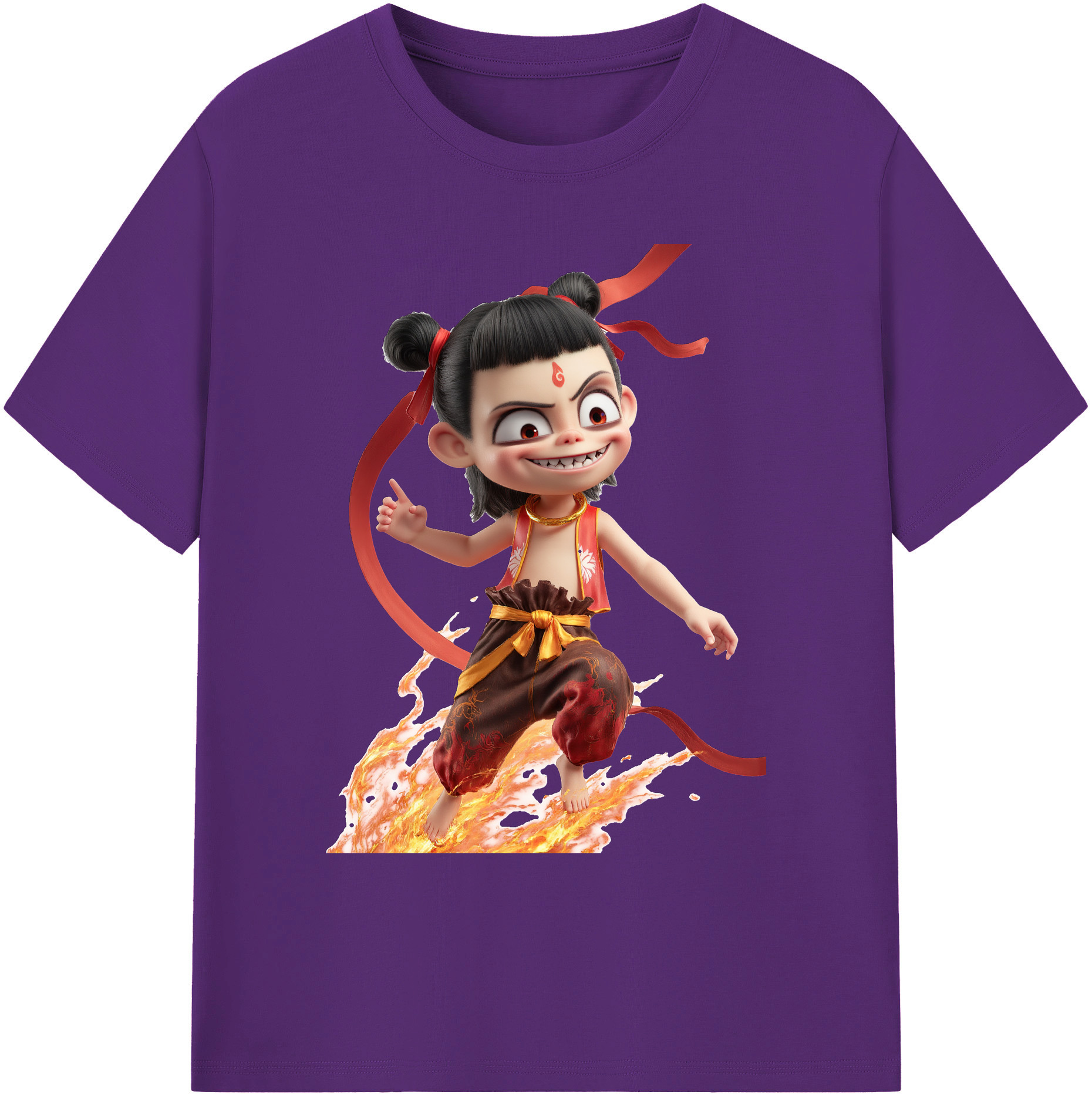（画像用） Ne Zha 2 ナタ 魔童の大暴れ 綿100％ メンズ半袖Tシャツ｜肌触りやわらか＆通気性