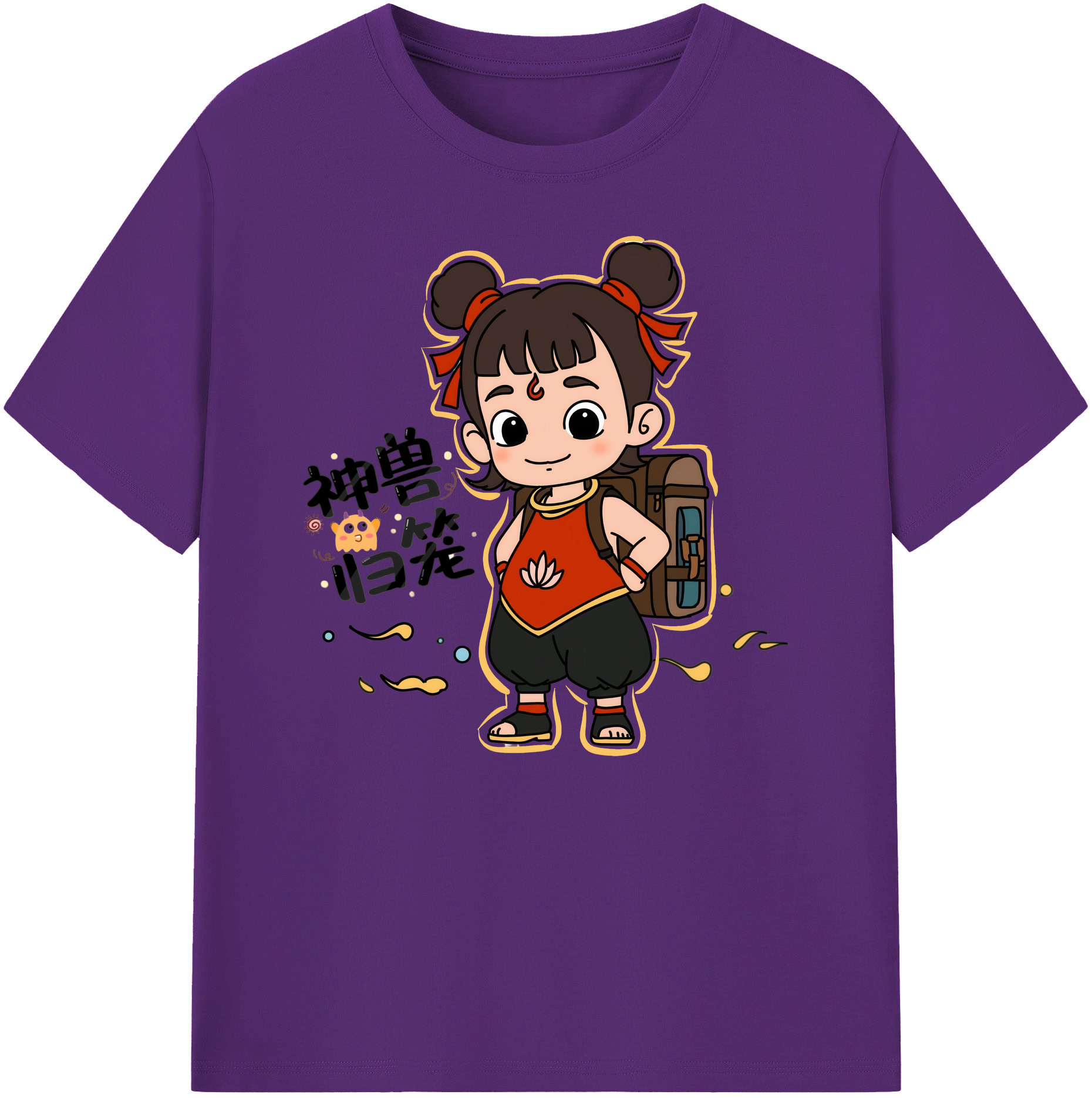 （画像用） Ne Zha 2 ナタ 魔童の大暴れ 綿100％ メンズ半袖Tシャツ｜肌触りやわらか＆通気性