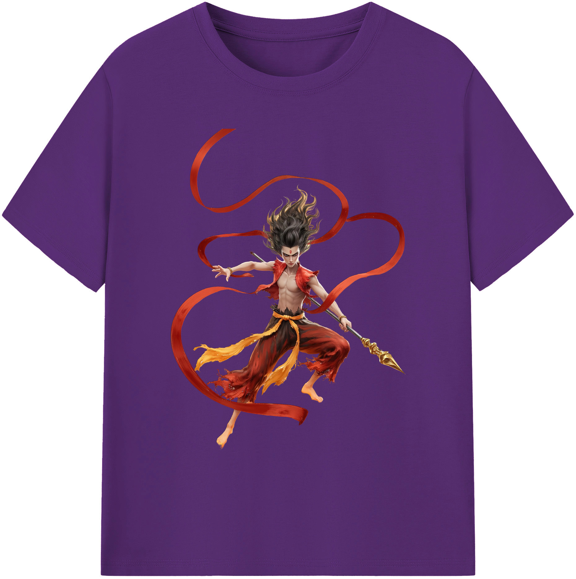 （画像用） Ne Zha 2 ナタ 魔童の大暴れ 綿100％ メンズ半袖Tシャツ｜肌触りやわらか＆通気性