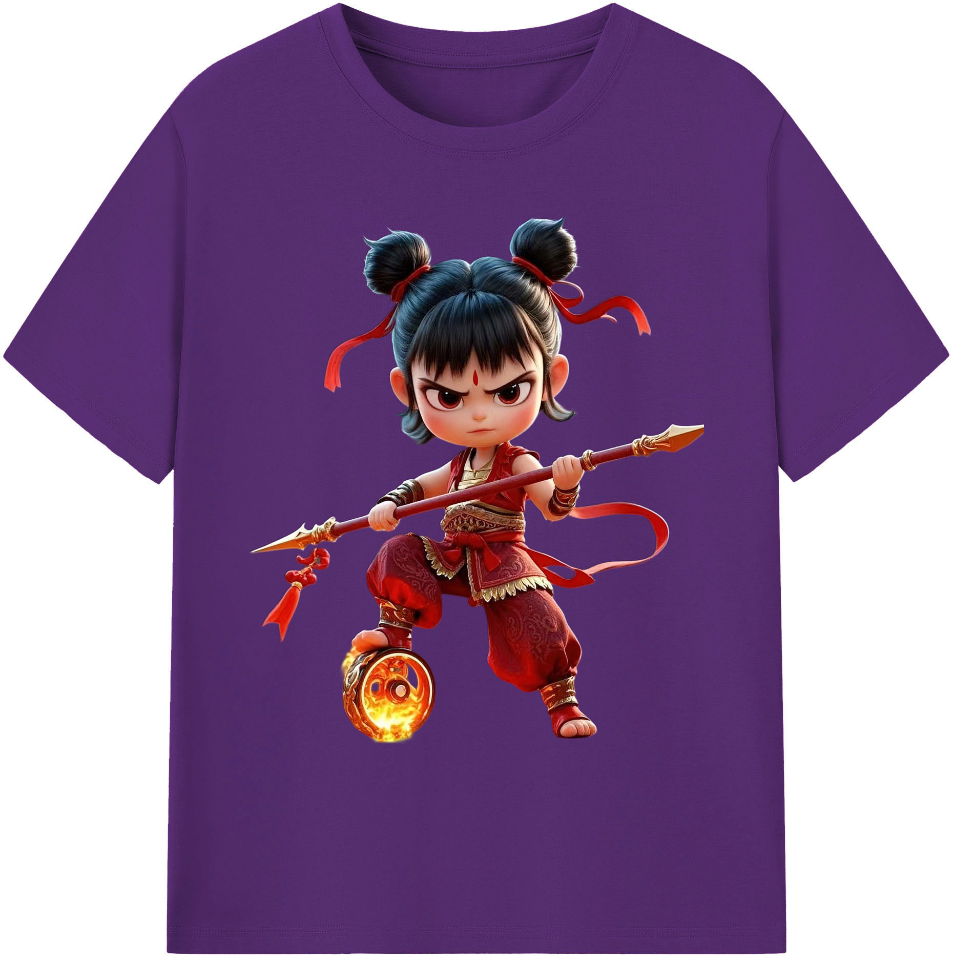 （画像用） Ne Zha 2 ナタ 魔童の大暴れ 綿100％ メンズ半袖Tシャツ｜肌触りやわらか＆通気性