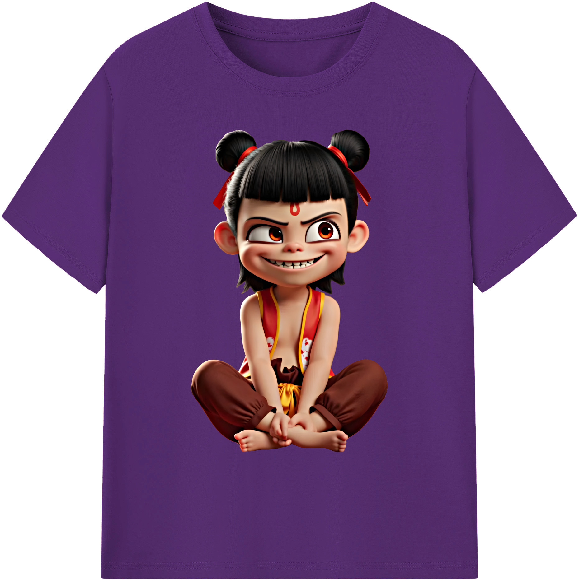 （画像用） Ne Zha 2 ナタ 魔童の大暴れ 綿100％ メンズ半袖Tシャツ｜肌触りやわらか＆通気性