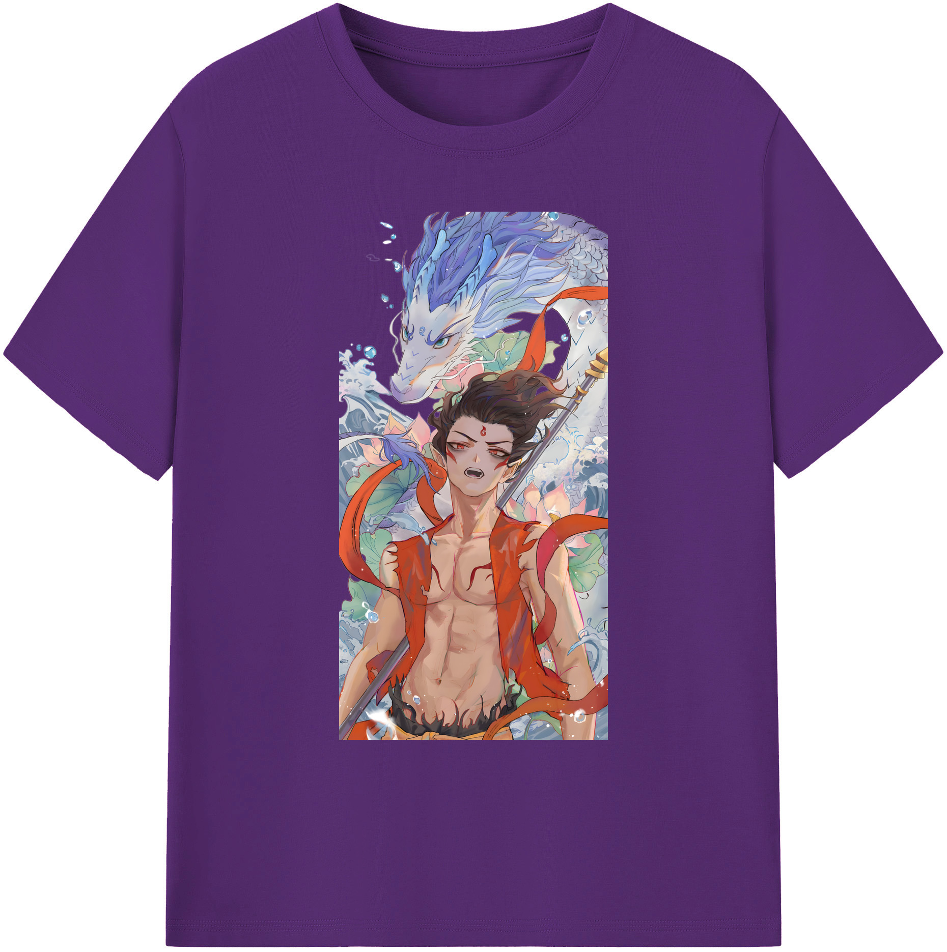 （画像用） Ne Zha 2 ナタ 魔童の大暴れ 綿100％ メンズ半袖Tシャツ｜肌触りやわらか＆通気性