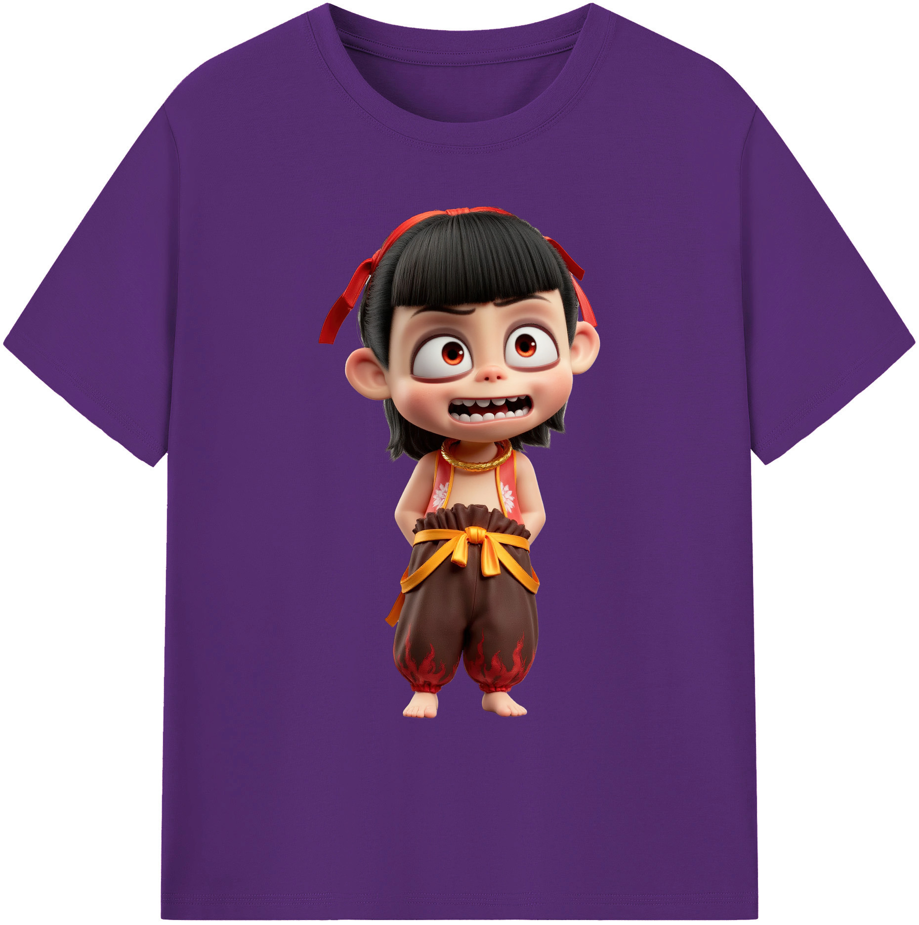 （画像用） Ne Zha 2 ナタ 魔童の大暴れ 綿100％ メンズ半袖Tシャツ｜肌触りやわらか＆通気性