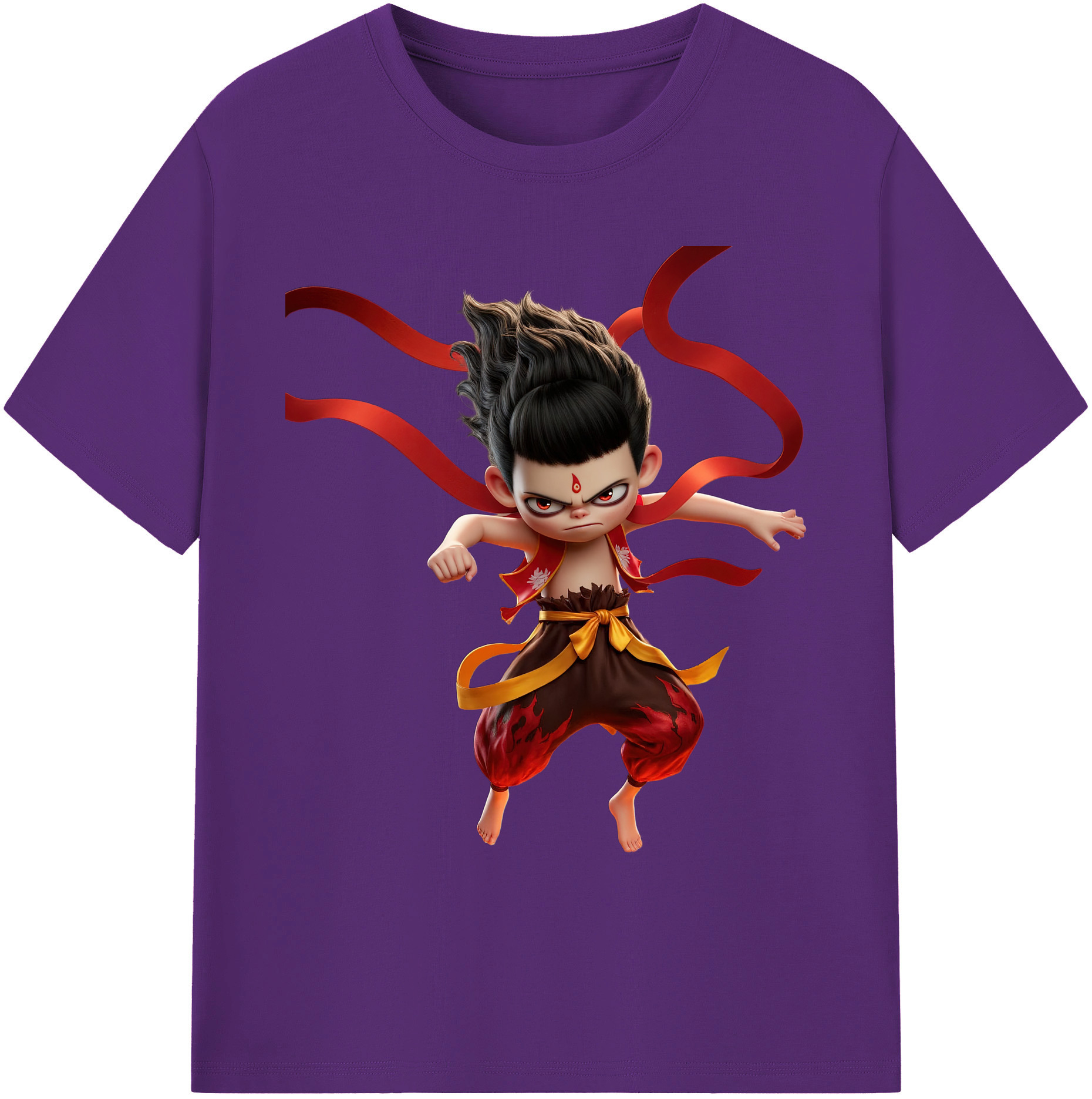 （画像用） Ne Zha 2 ナタ 魔童の大暴れ 綿100％ メンズ半袖Tシャツ｜肌触りやわらか＆通気性