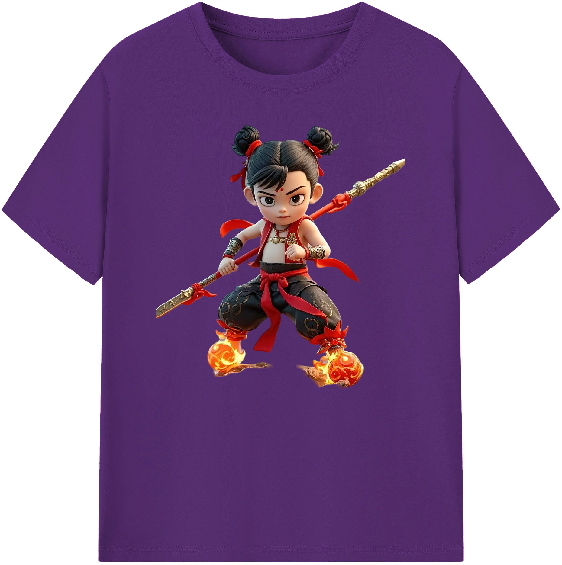 （画像用） Ne Zha 2 ナタ 魔童の大暴れ 綿100％ メンズ半袖Tシャツ｜肌触りやわらか＆通気性