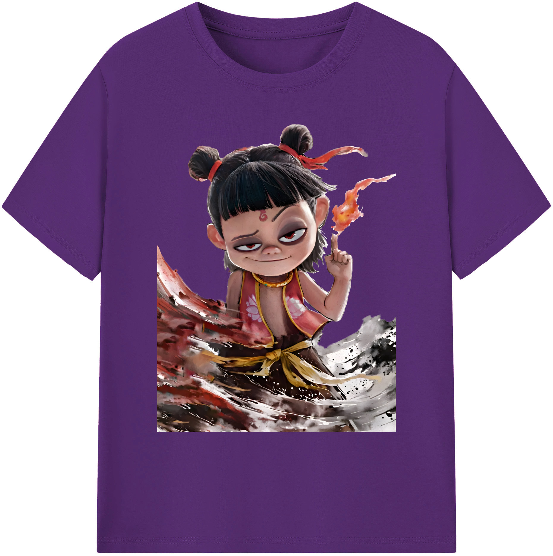 （画像用） Ne Zha 2 ナタ 魔童の大暴れ 綿100％ メンズ半袖Tシャツ｜肌触りやわらか＆通気性