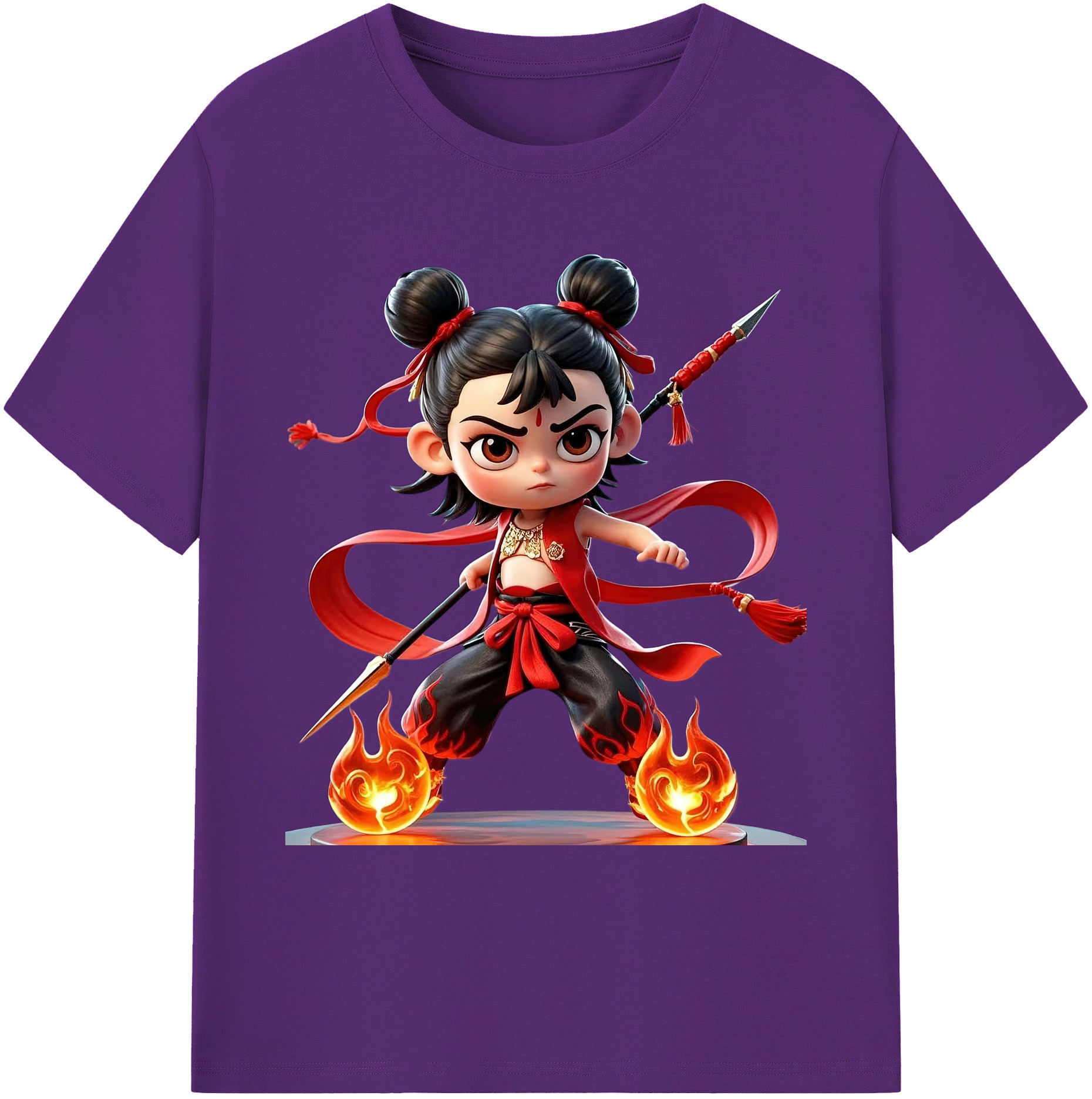 （画像用） Ne Zha 2 ナタ 魔童の大暴れ 綿100％ メンズ半袖Tシャツ｜肌触りやわらか＆通気性