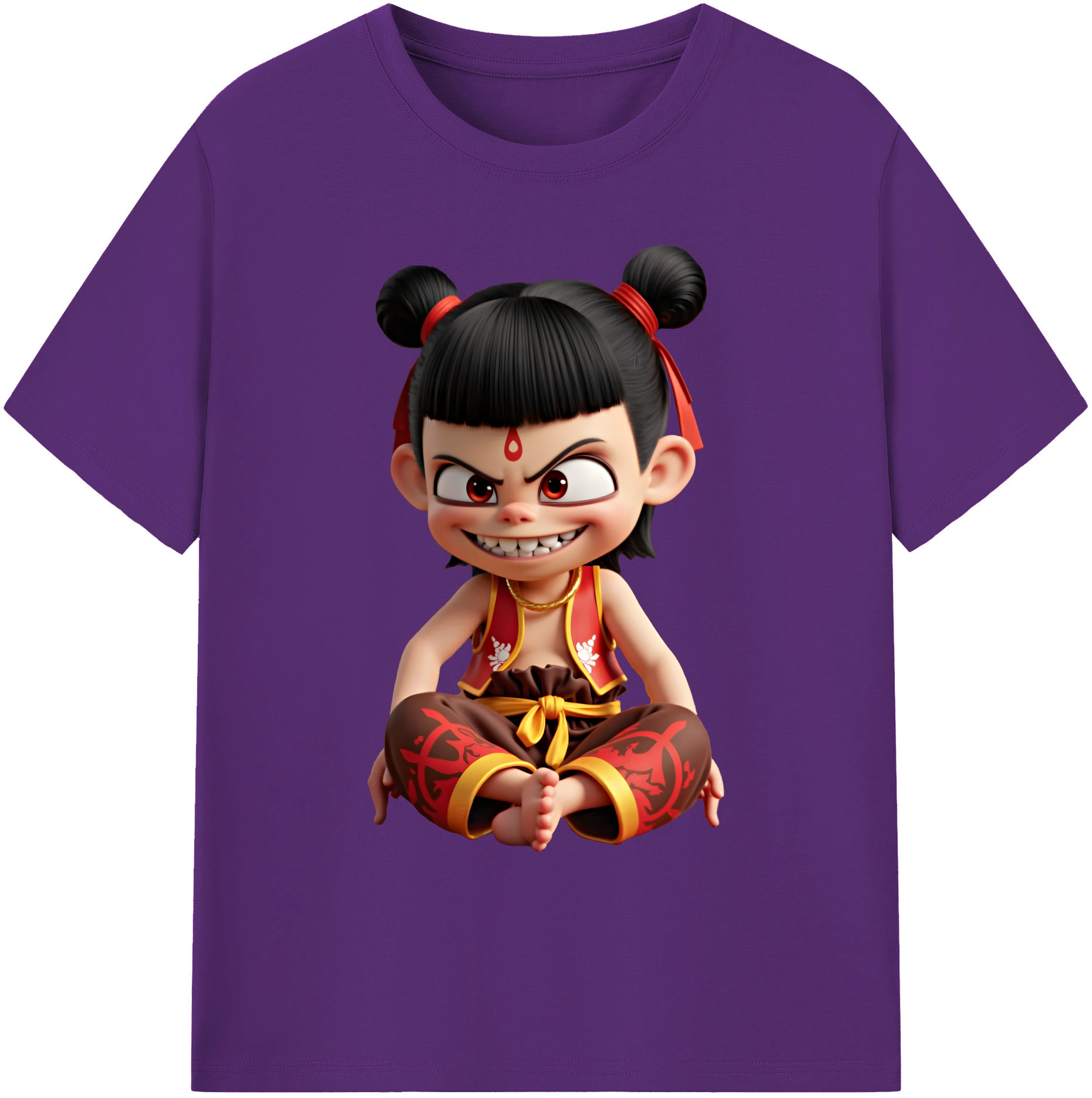 （画像用） Ne Zha 2 ナタ 魔童の大暴れ 綿100％ メンズ半袖Tシャツ｜肌触りやわらか＆通気性