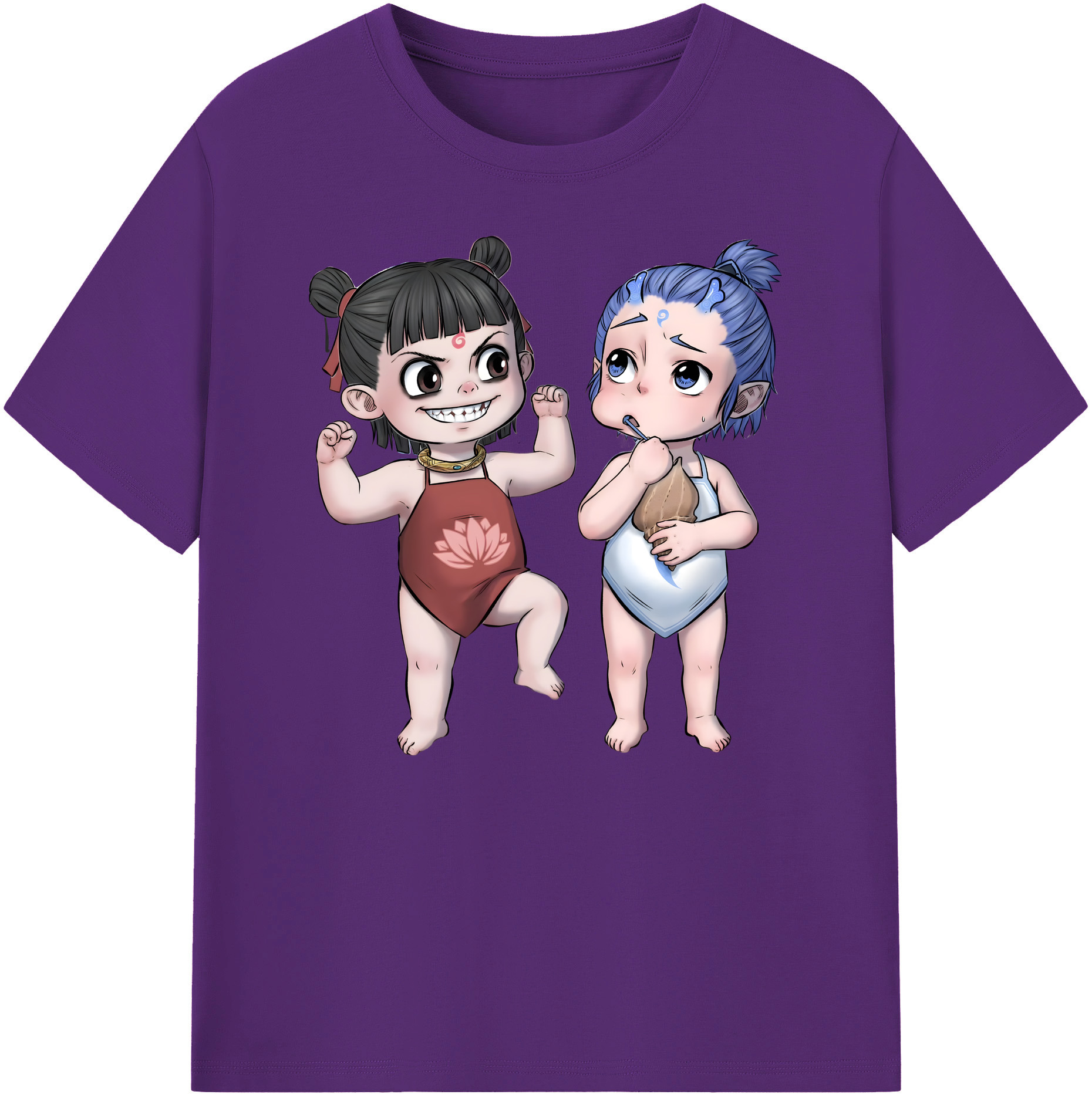 （画像用） Ne Zha 2 ナタ 魔童の大暴れ 綿100％ メンズ半袖Tシャツ｜肌触りやわらか＆通気性