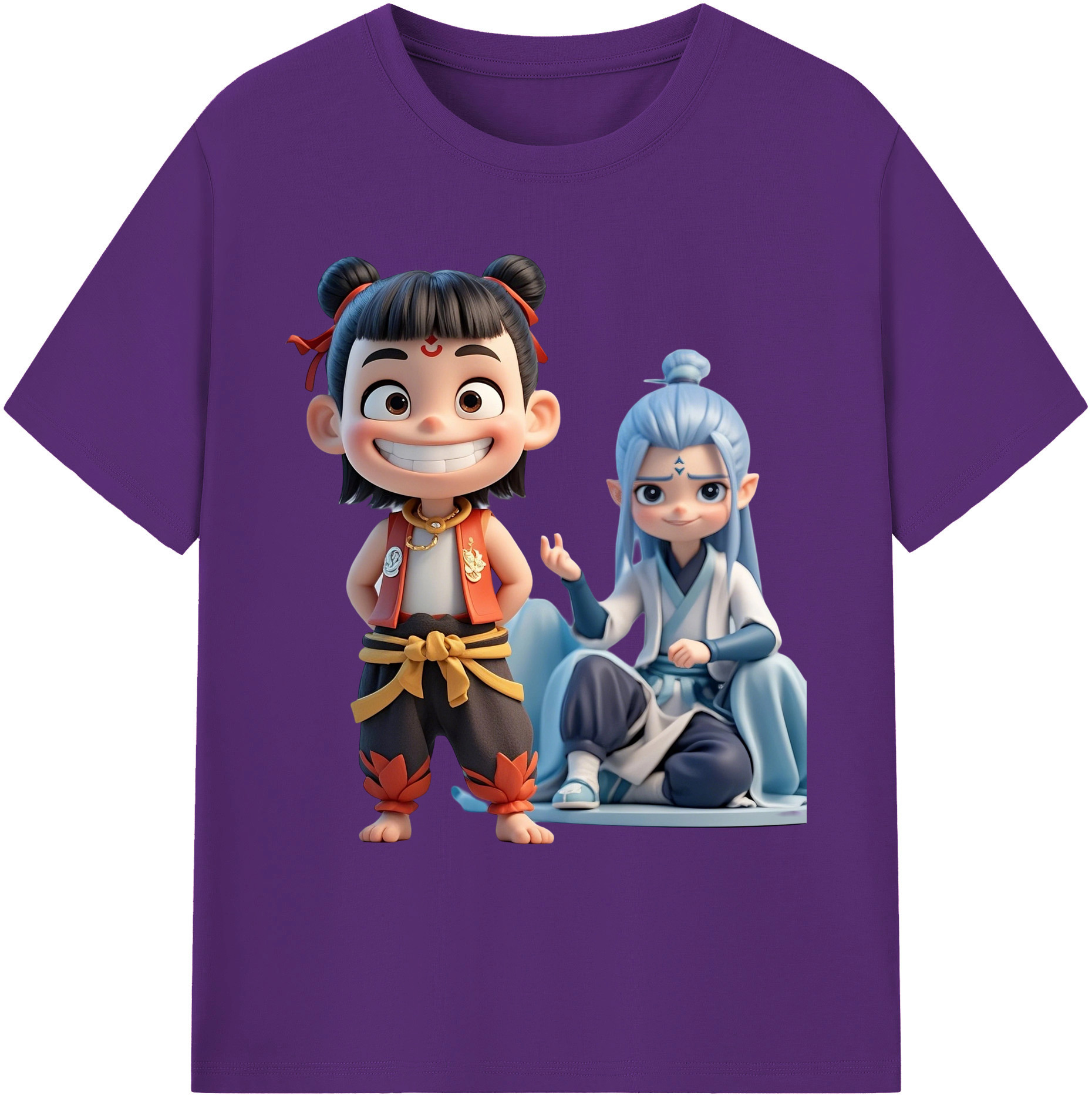 （画像用） Ne Zha 2 ナタ 魔童の大暴れ 綿100％ メンズ半袖Tシャツ｜肌触りやわらか＆通気性