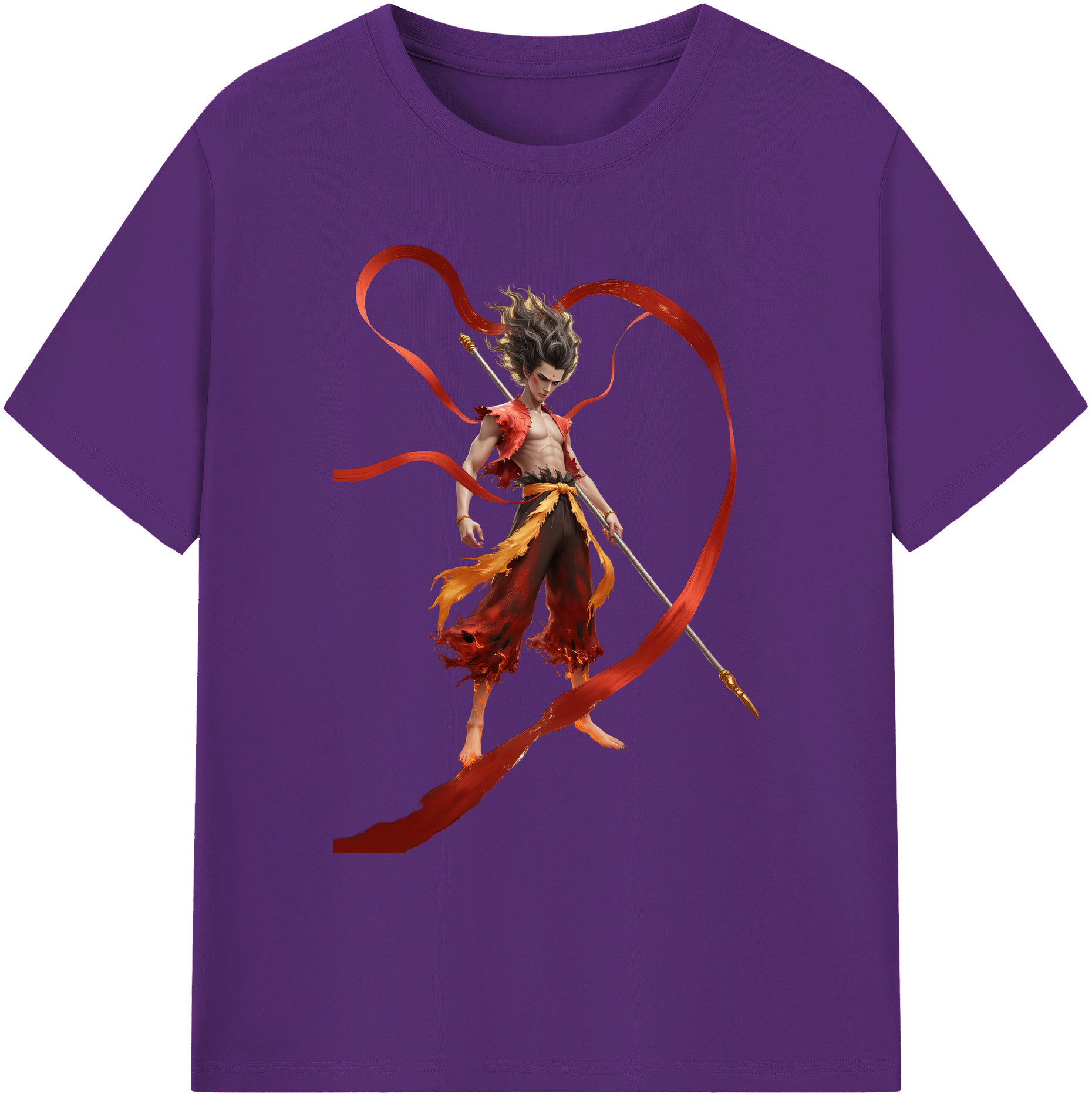 （画像用） Ne Zha 2 ナタ 魔童の大暴れ 綿100％ メンズ半袖Tシャツ｜肌触りやわらか＆通気性