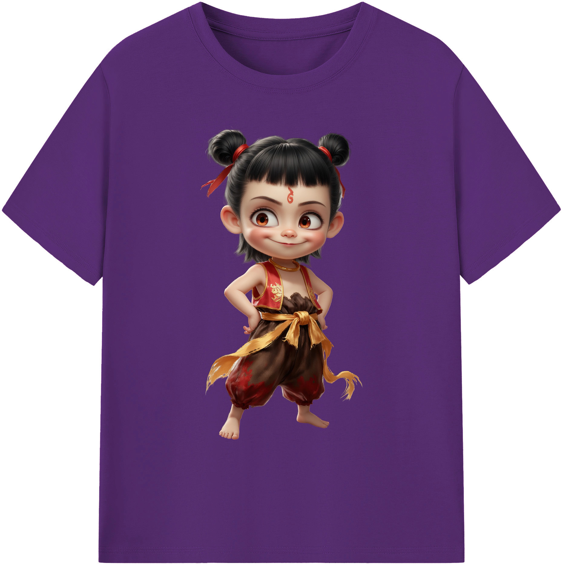 （画像用） Ne Zha 2 ナタ 魔童の大暴れ 綿100％ メンズ半袖Tシャツ｜肌触りやわらか＆通気性