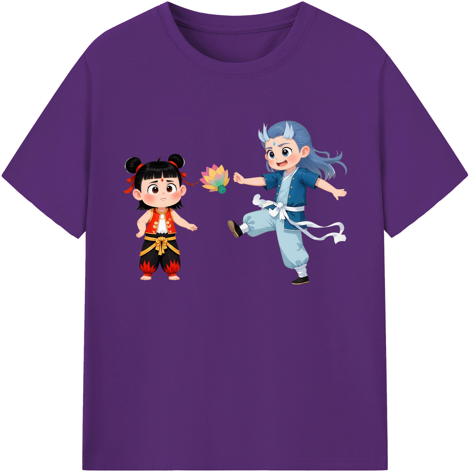 （画像用） Ne Zha 2 ナタ 魔童の大暴れ 綿100％ メンズ半袖Tシャツ｜肌触りやわらか＆通気性