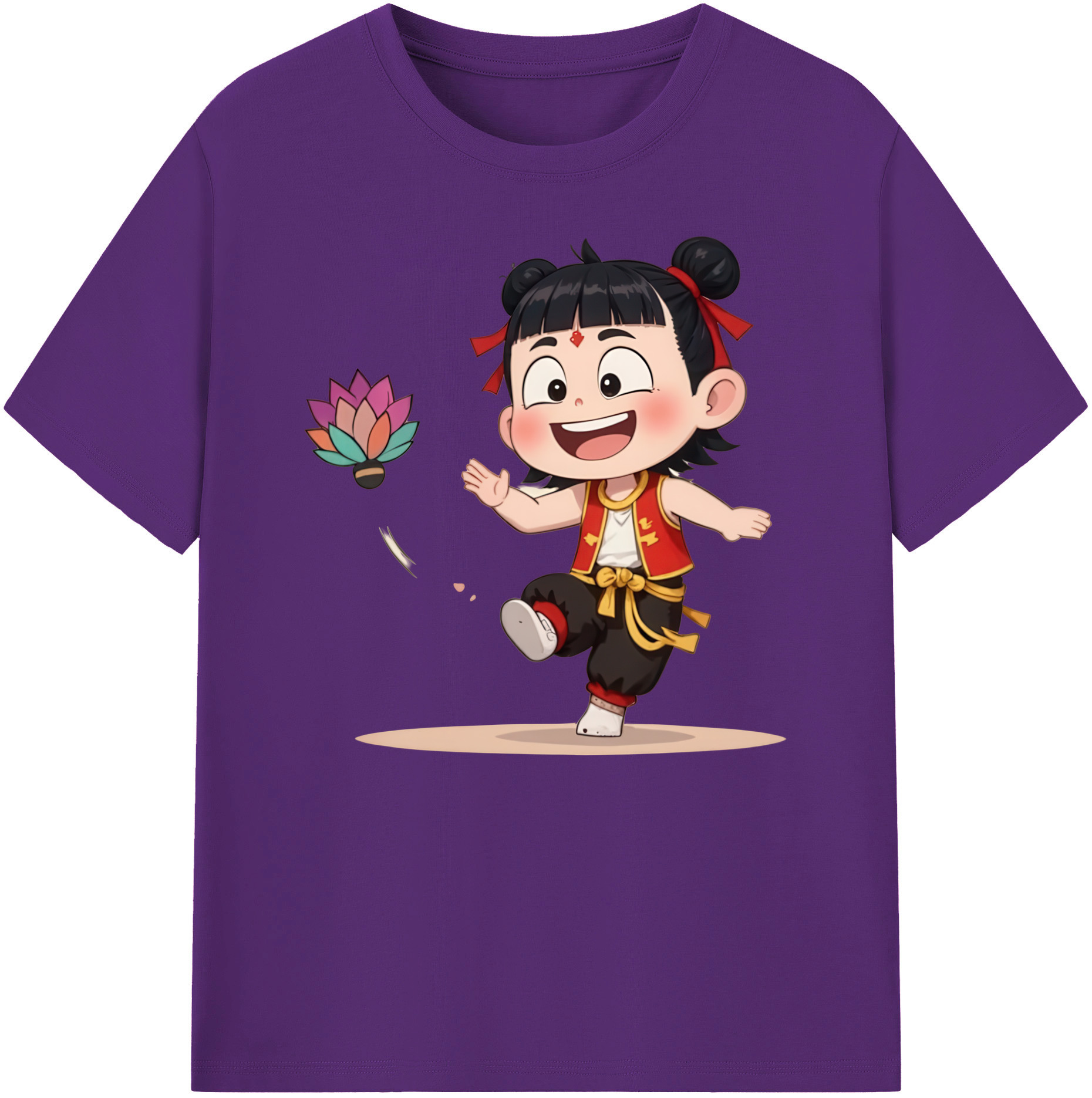 （画像用） Ne Zha 2 ナタ 魔童の大暴れ 綿100％ メンズ半袖Tシャツ｜肌触りやわらか＆通気性