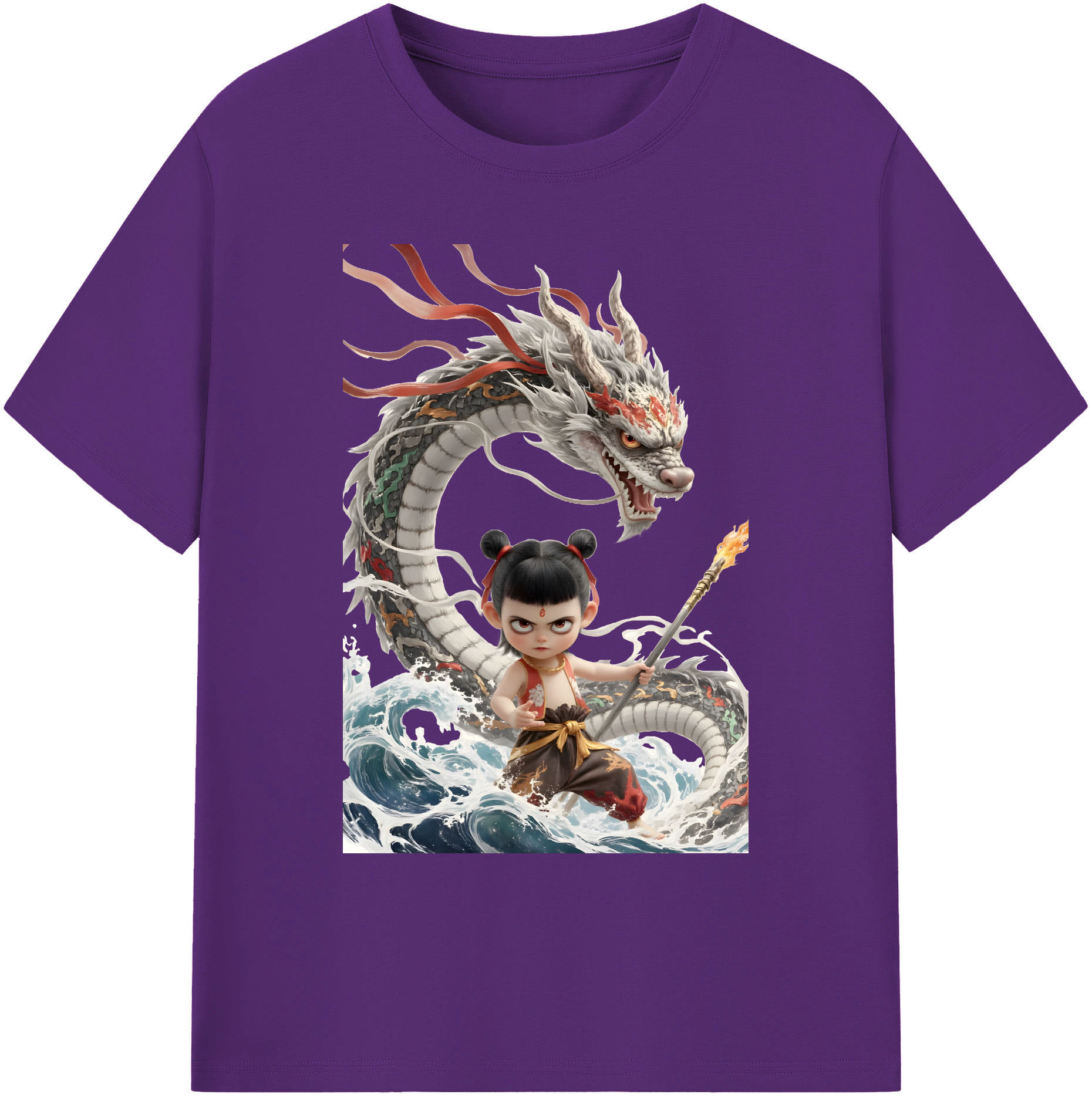（画像用） Ne Zha 2 ナタ 魔童の大暴れ 綿100％ メンズ半袖Tシャツ｜肌触りやわらか＆通気性