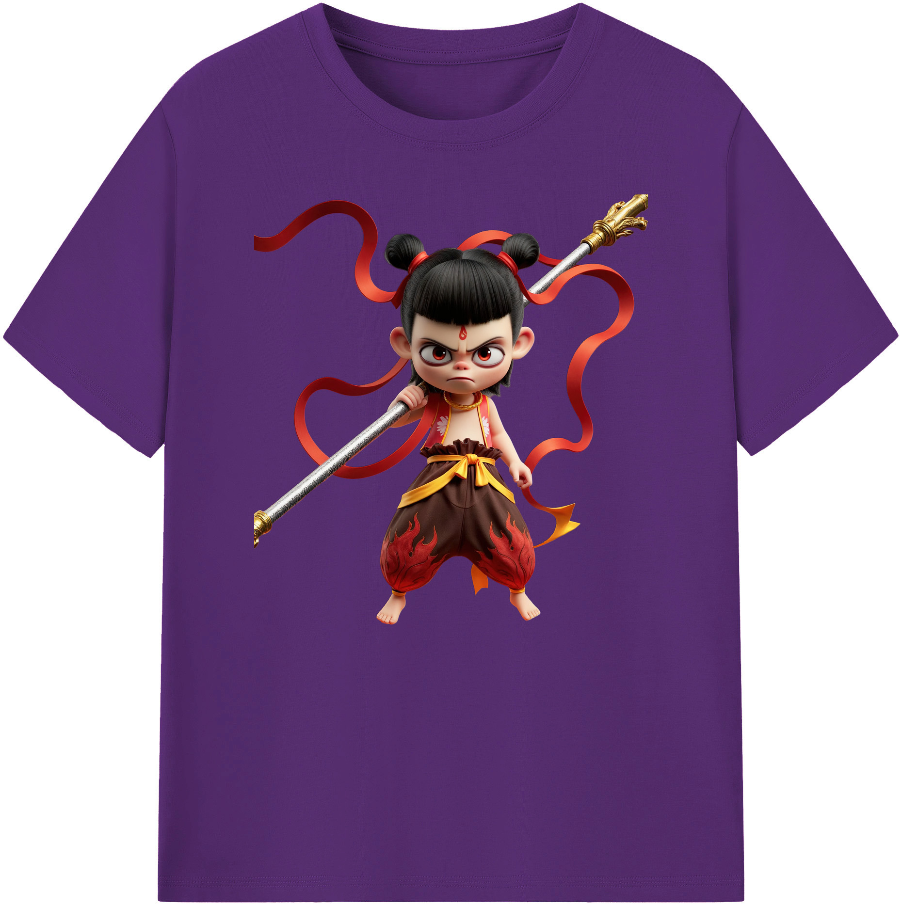 （画像用） Ne Zha 2 ナタ 魔童の大暴れ 綿100％ メンズ半袖Tシャツ｜肌触りやわらか＆通気性