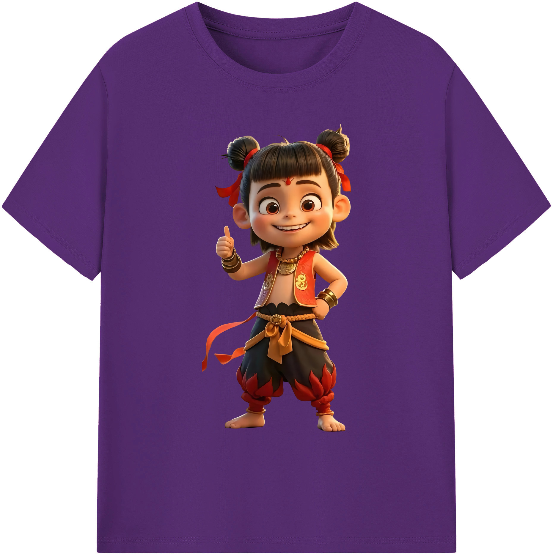 （画像用） Ne Zha 2 ナタ 魔童の大暴れ 綿100％ メンズ半袖Tシャツ｜肌触りやわらか＆通気性