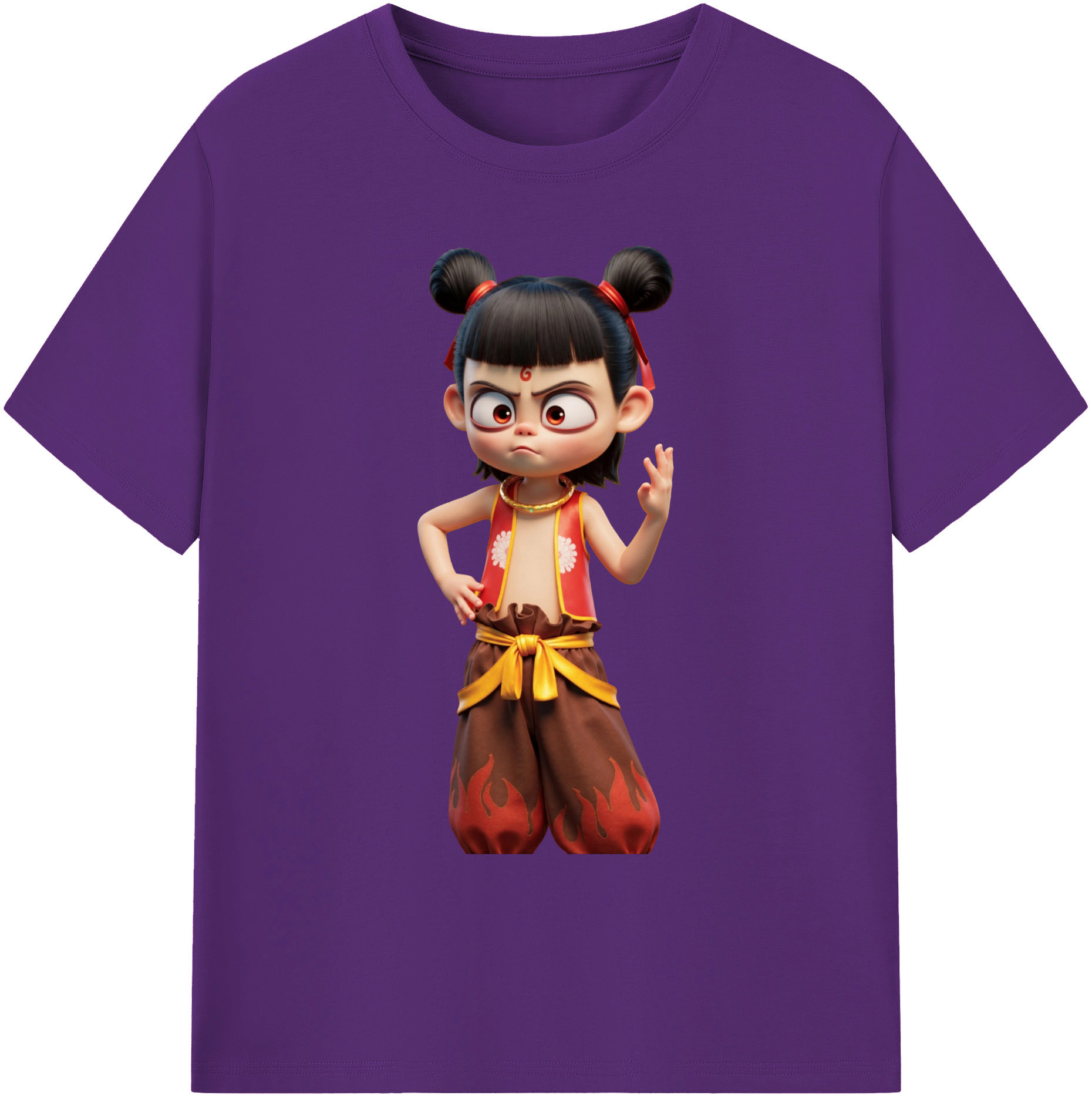 （画像用） Ne Zha 2 ナタ 魔童の大暴れ 綿100％ メンズ半袖Tシャツ｜肌触りやわらか＆通気性