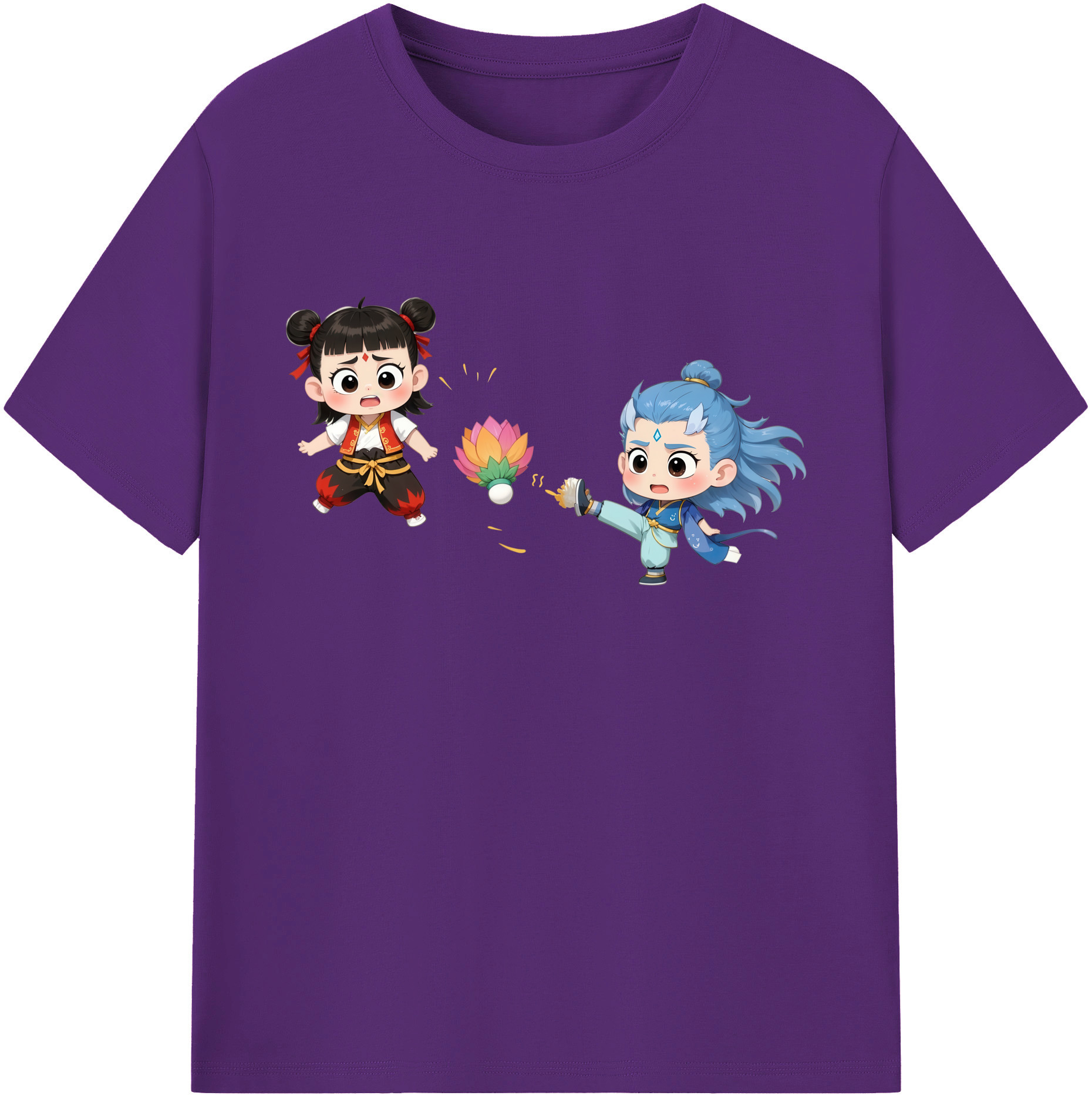 （画像用） Ne Zha 2 ナタ 魔童の大暴れ 綿100％ メンズ半袖Tシャツ｜肌触りやわらか＆通気性