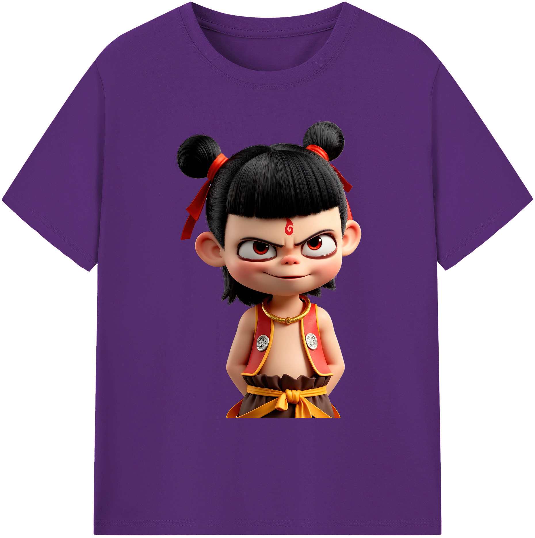 （画像用） Ne Zha 2 ナタ 魔童の大暴れ 綿100％ メンズ半袖Tシャツ｜肌触りやわらか＆通気性