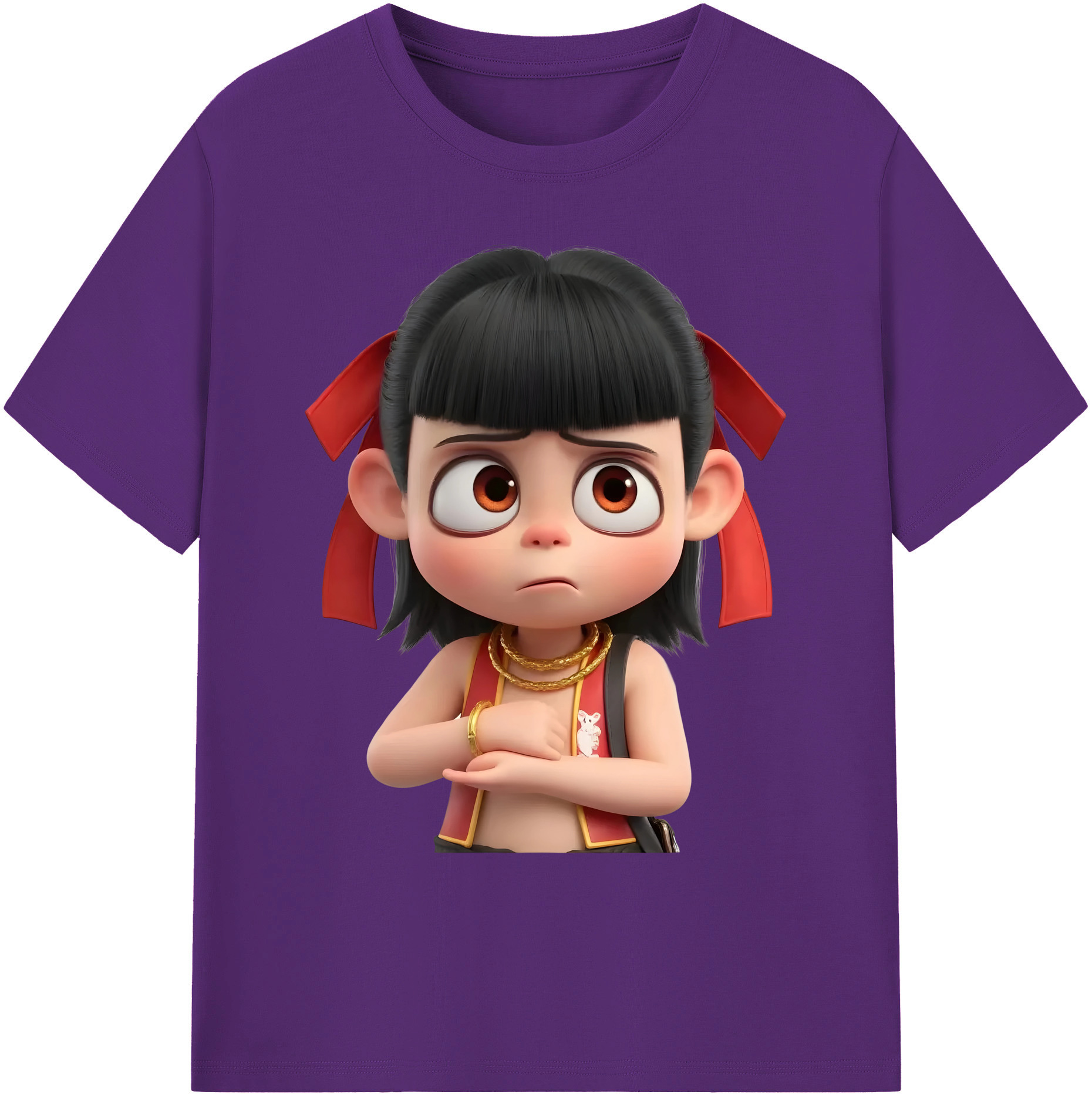 （画像用） Ne Zha 2 ナタ 魔童の大暴れ 綿100％ メンズ半袖Tシャツ｜肌触りやわらか＆通気性