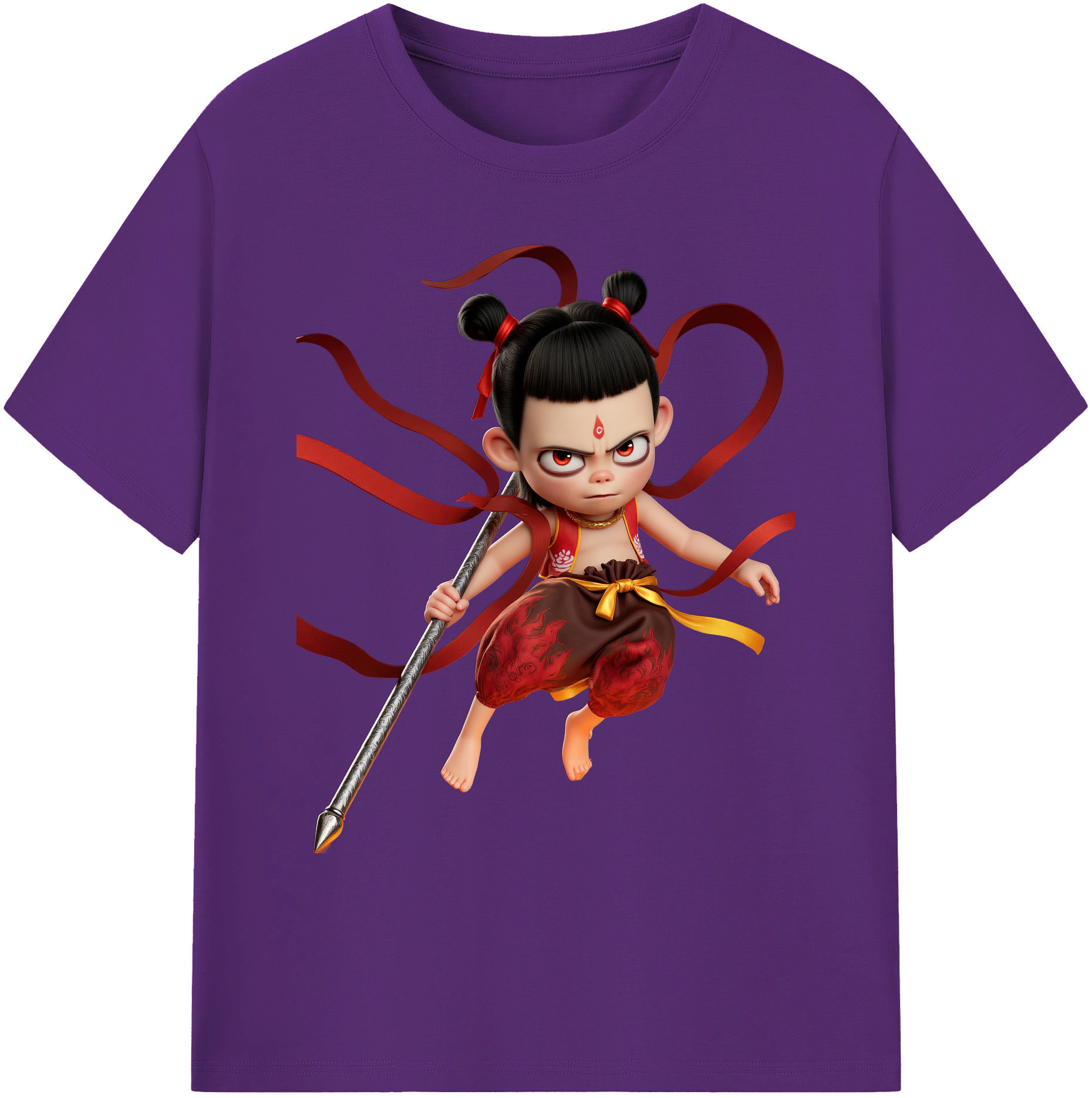 （画像用） Ne Zha 2 ナタ 魔童の大暴れ 綿100％ メンズ半袖Tシャツ｜肌触りやわらか＆通気性