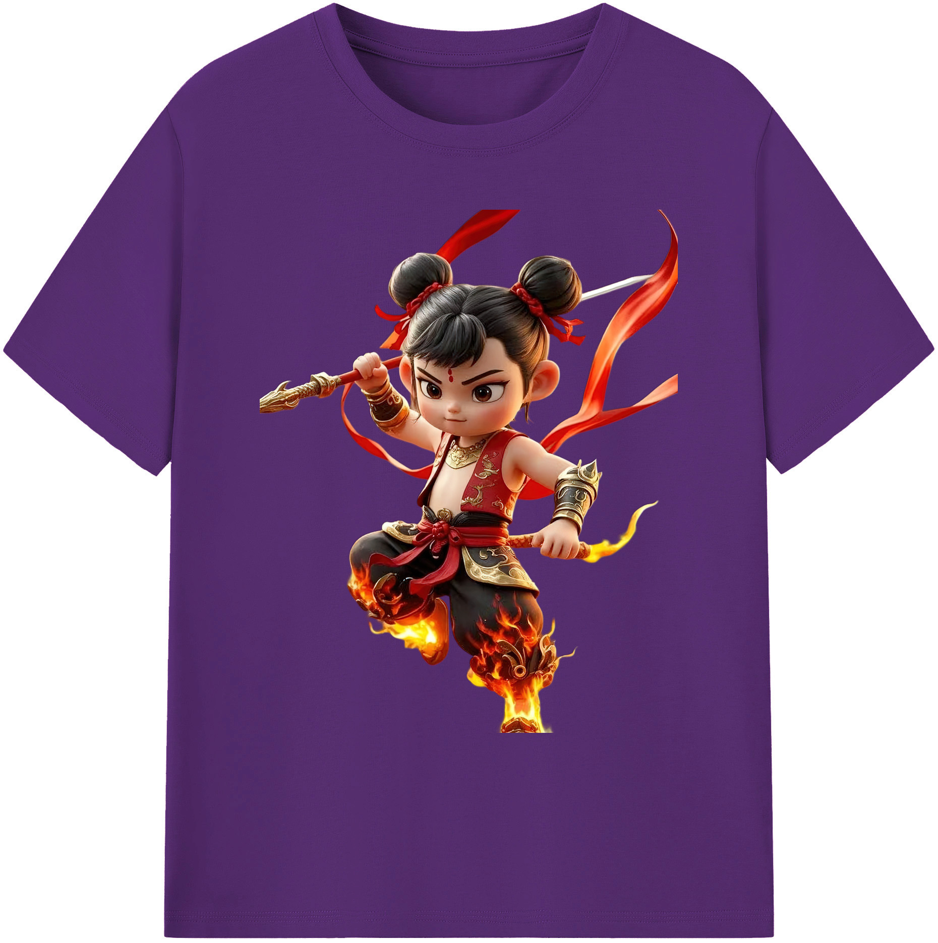 （画像用） Ne Zha 2 ナタ 魔童の大暴れ 綿100％ メンズ半袖Tシャツ｜肌触りやわらか＆通気性