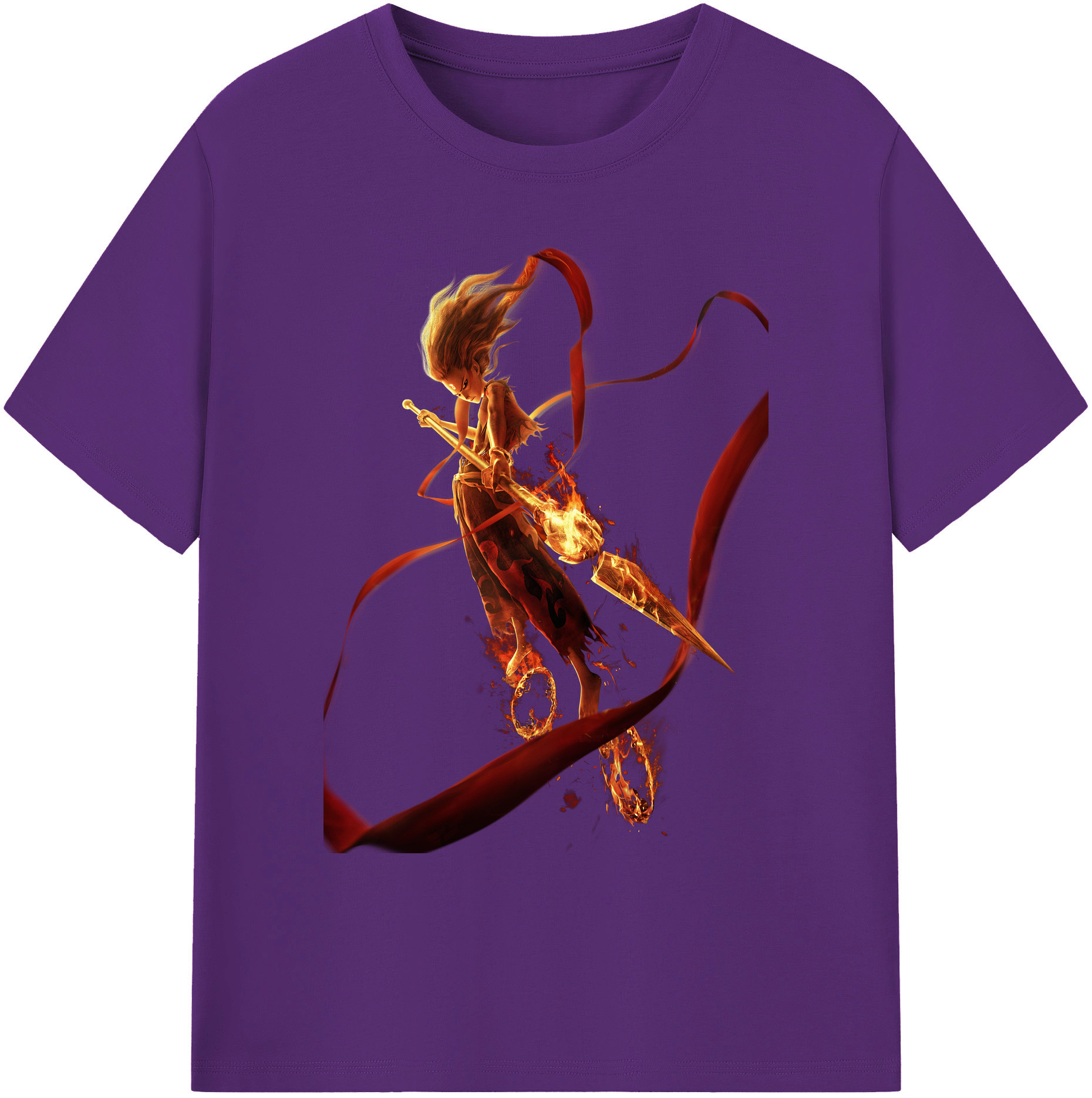 （画像用） Ne Zha 2 ナタ 魔童の大暴れ 綿100％ メンズ半袖Tシャツ｜肌触りやわらか＆通気性