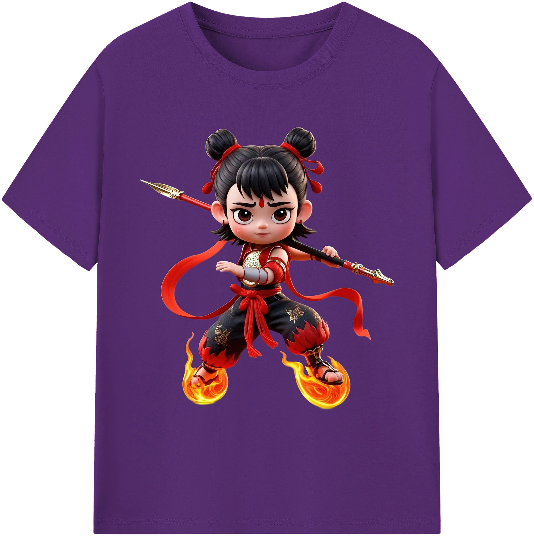 （画像用） Ne Zha 2 ナタ 魔童の大暴れ 綿100％ メンズ半袖Tシャツ｜肌触りやわらか＆通気性