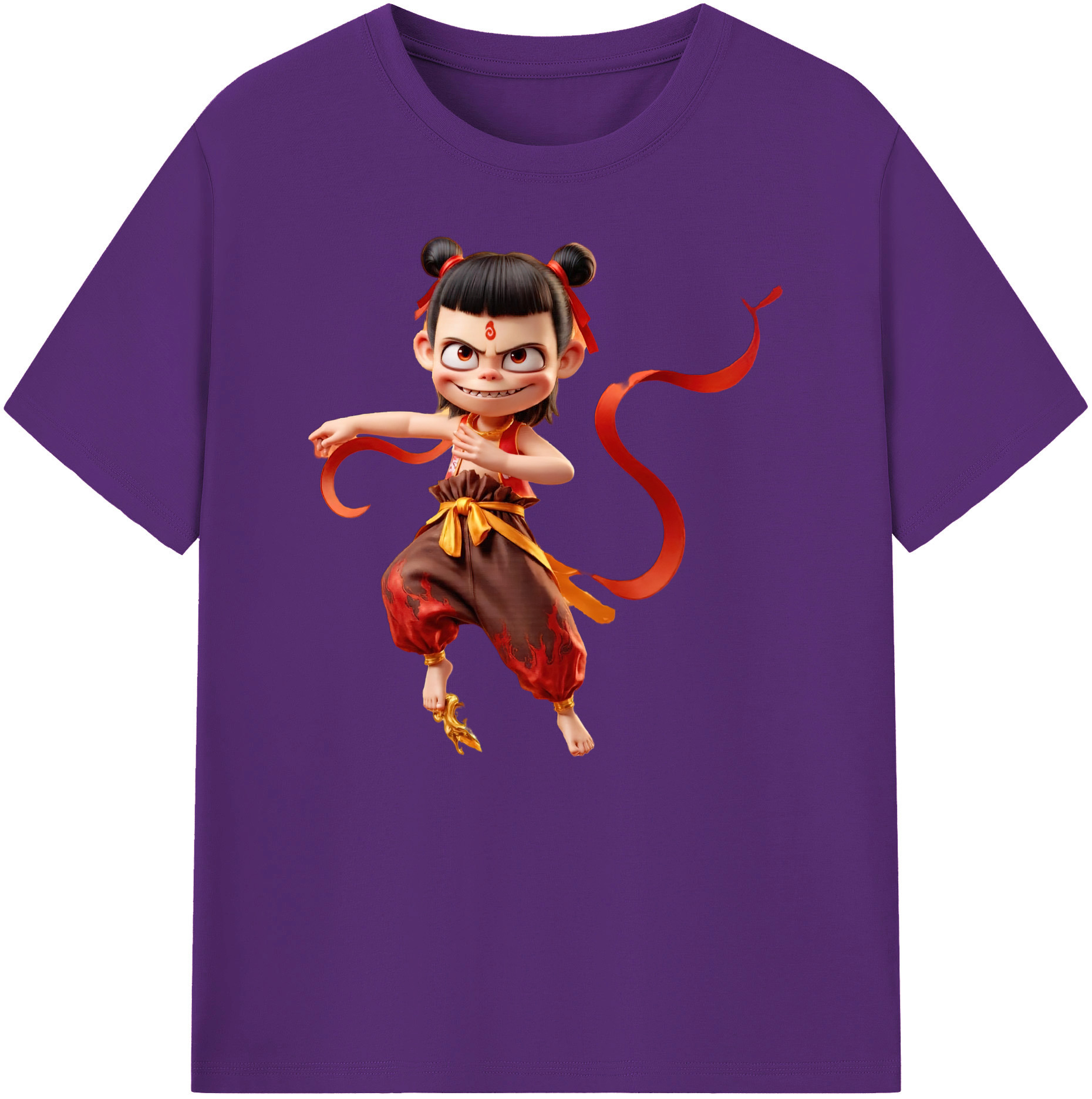 （画像用） Ne Zha 2 ナタ 魔童の大暴れ 綿100％ メンズ半袖Tシャツ｜肌触りやわらか＆通気性