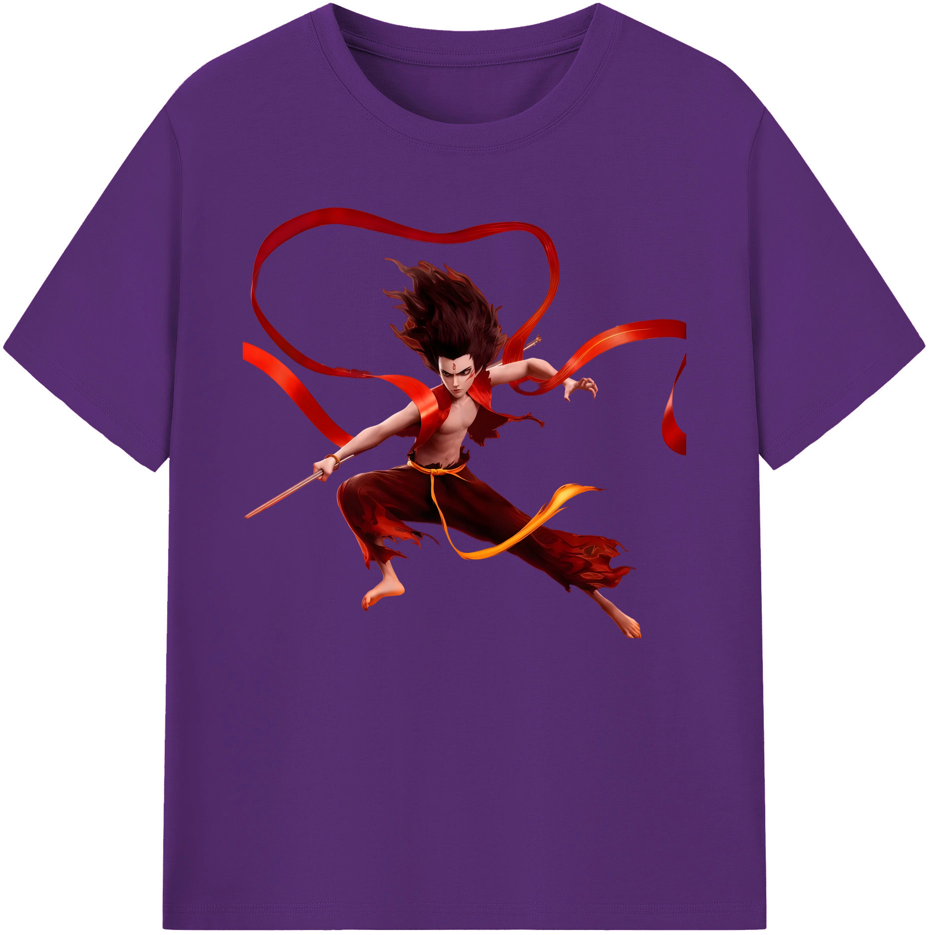 （画像用） Ne Zha 2 ナタ 魔童の大暴れ 綿100％ メンズ半袖Tシャツ｜肌触りやわらか＆通気性