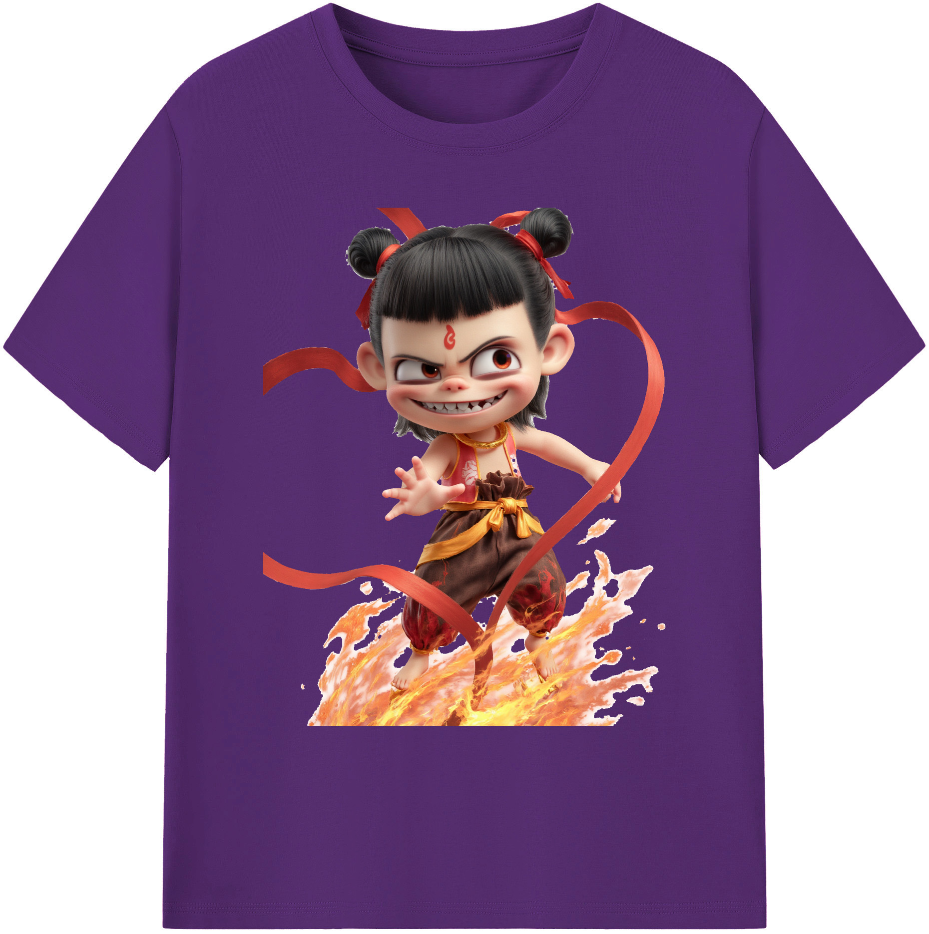（画像用） Ne Zha 2 ナタ 魔童の大暴れ 綿100％ メンズ半袖Tシャツ｜肌触りやわらか＆通気性