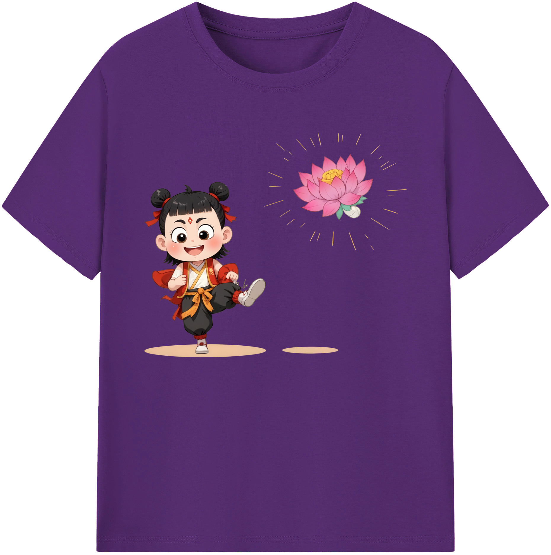 （画像用） Ne Zha 2 ナタ 魔童の大暴れ 綿100％ メンズ半袖Tシャツ｜肌触りやわらか＆通気性