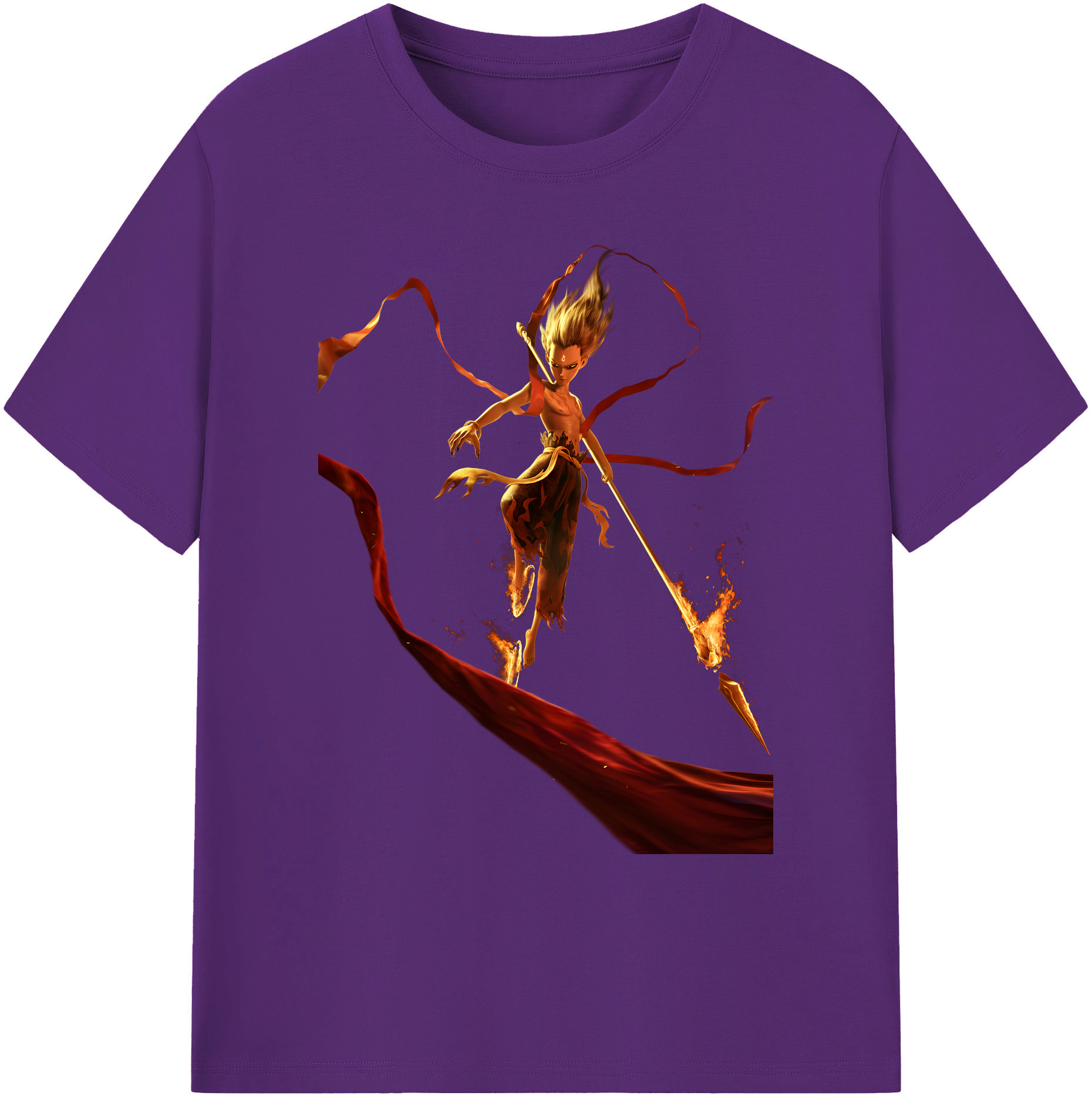（画像用） Ne Zha 2 ナタ 魔童の大暴れ 綿100％ メンズ半袖Tシャツ｜肌触りやわらか＆通気性