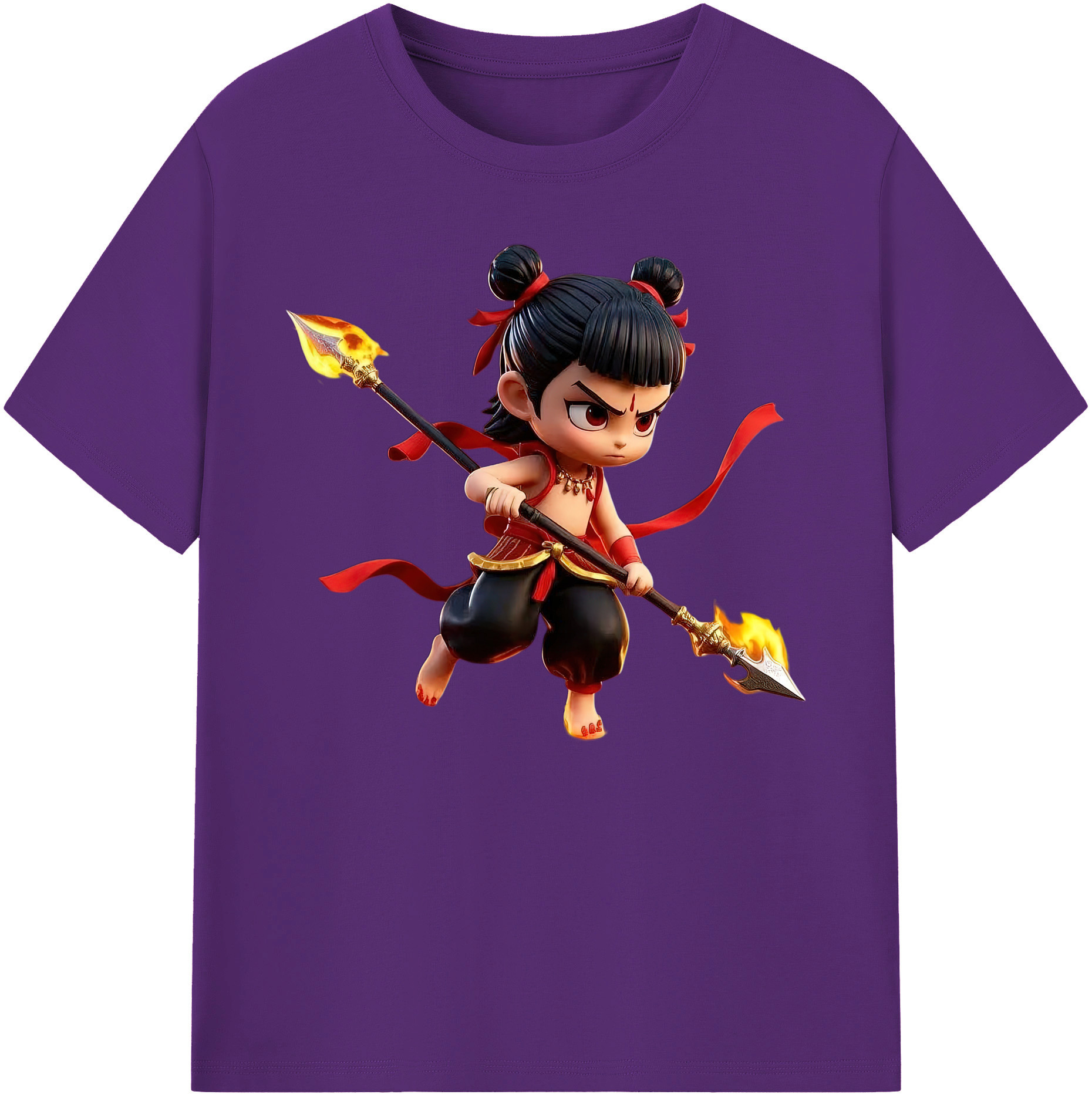 （画像用） Ne Zha 2 ナタ 魔童の大暴れ 綿100％ メンズ半袖Tシャツ｜肌触りやわらか＆通気性