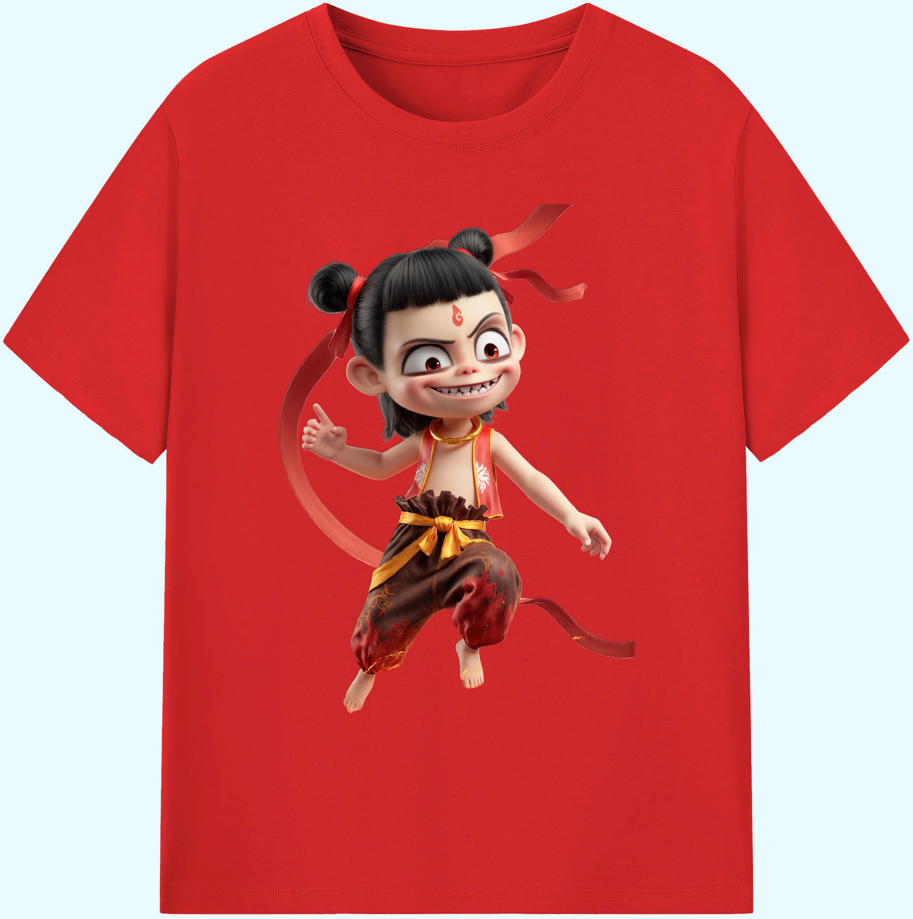 （画像用） Ne Zha 2 ナタ 魔童の大暴れ 綿100％ メンズ半袖Tシャツ｜肌触りやわらか＆通気性