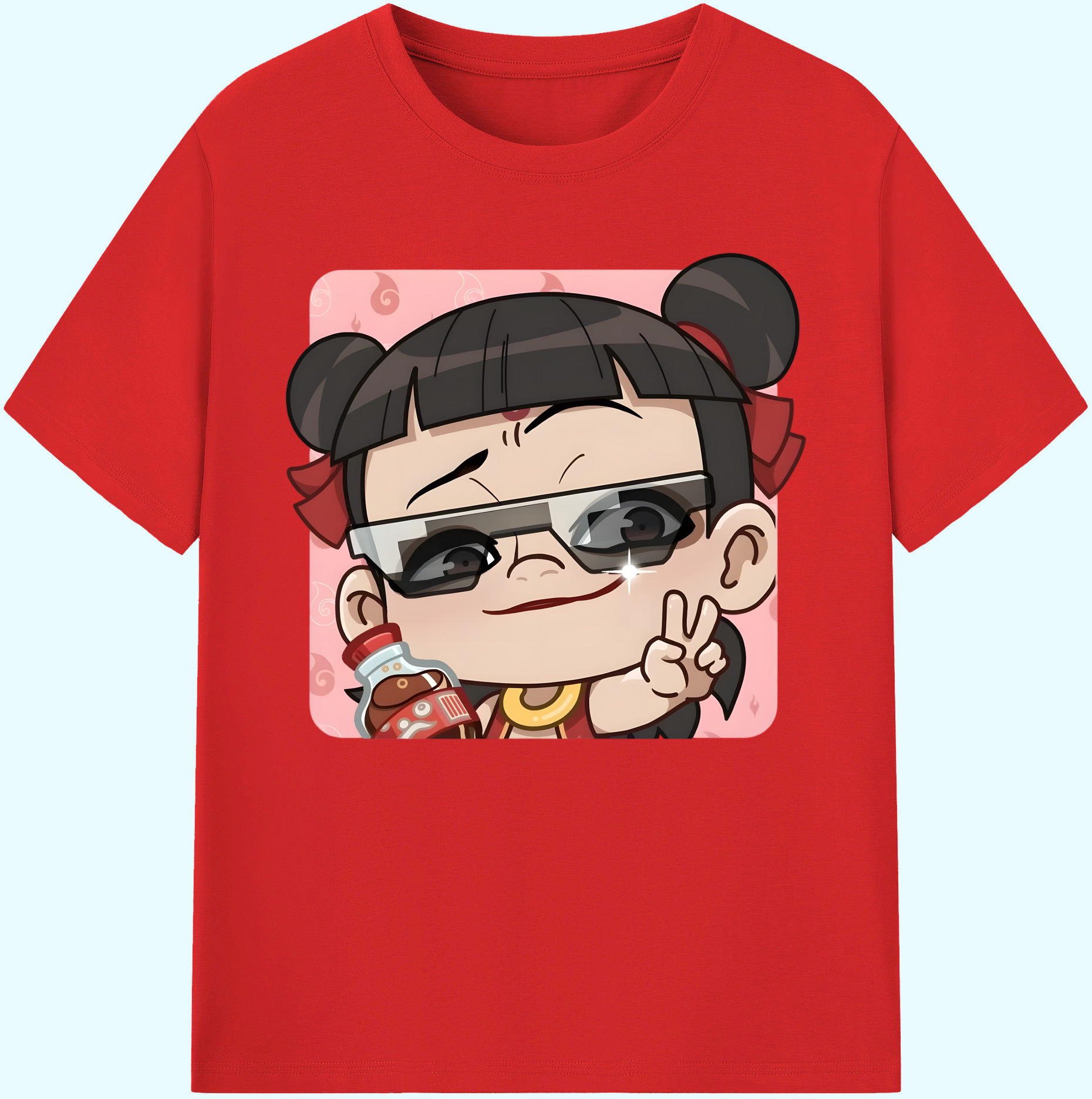 （画像用） Ne Zha 2 ナタ 魔童の大暴れ 綿100％ メンズ半袖Tシャツ｜肌触りやわらか＆通気性