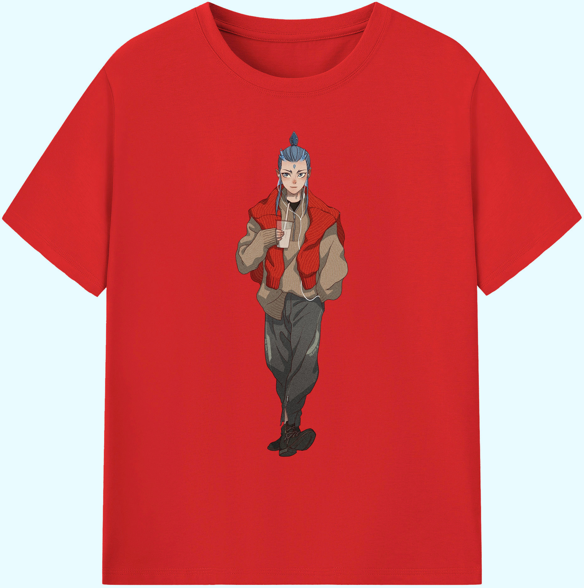 （画像用） Ne Zha 2 ナタ 魔童の大暴れ 綿100％ メンズ半袖Tシャツ｜肌触りやわらか＆通気性