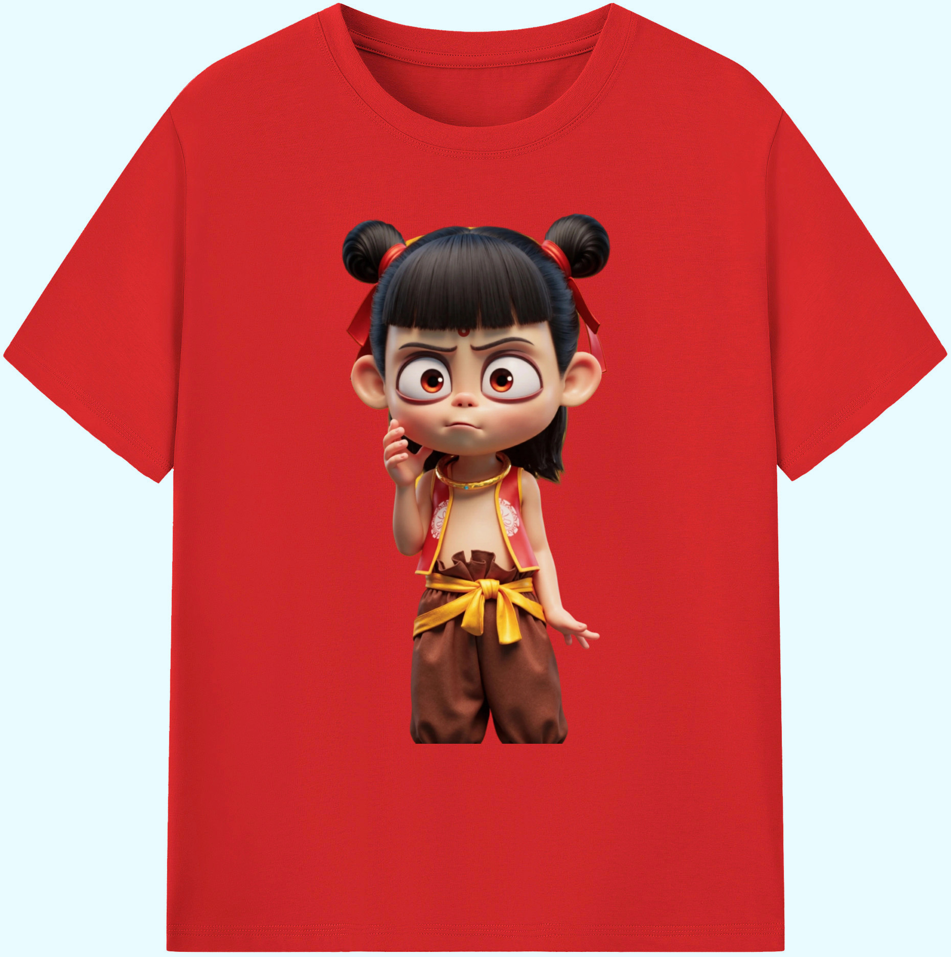 （画像用） Ne Zha 2 ナタ 魔童の大暴れ 綿100％ メンズ半袖Tシャツ｜肌触りやわらか＆通気性