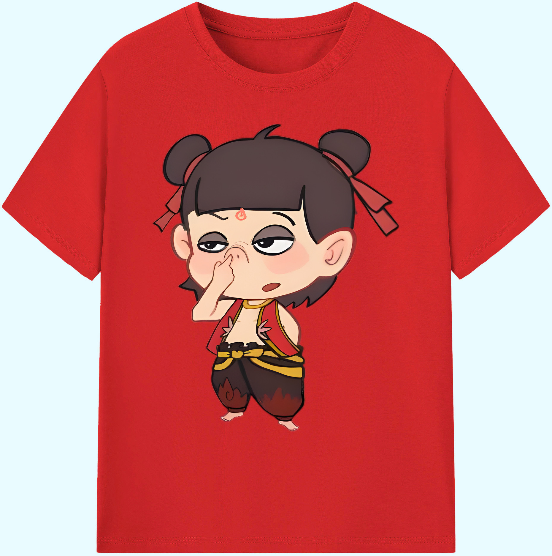 （画像用） Ne Zha 2 ナタ 魔童の大暴れ 綿100％ メンズ半袖Tシャツ｜肌触りやわらか＆通気性
