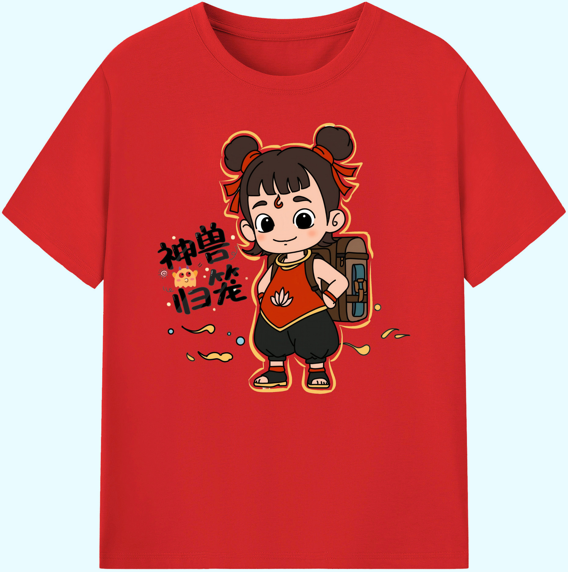 （画像用） Ne Zha 2 ナタ 魔童の大暴れ 綿100％ メンズ半袖Tシャツ｜肌触りやわらか＆通気性